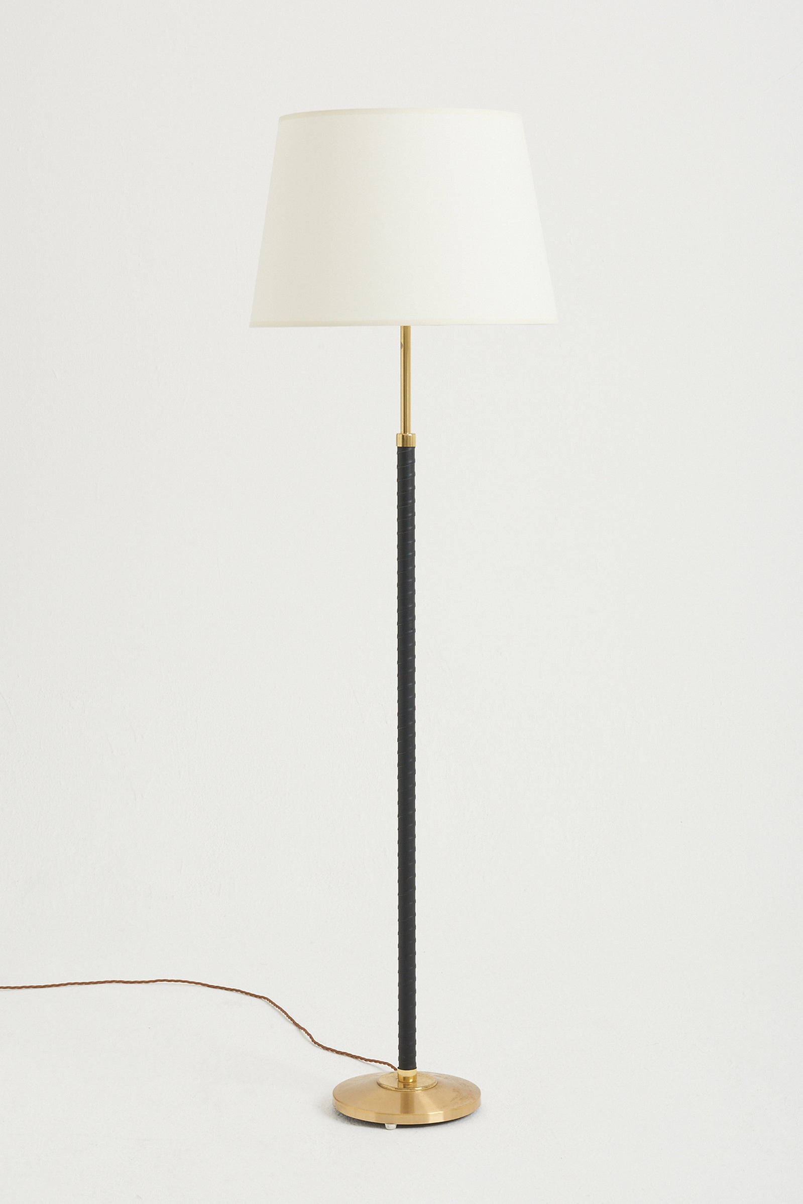 8167- Mid-Century Brass and Black Floor Lamp
