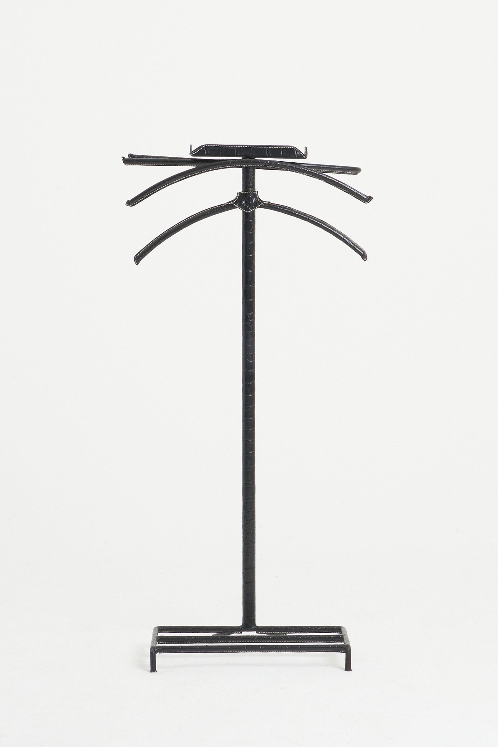 8174- Mid-Century Black Faux Leather Valet