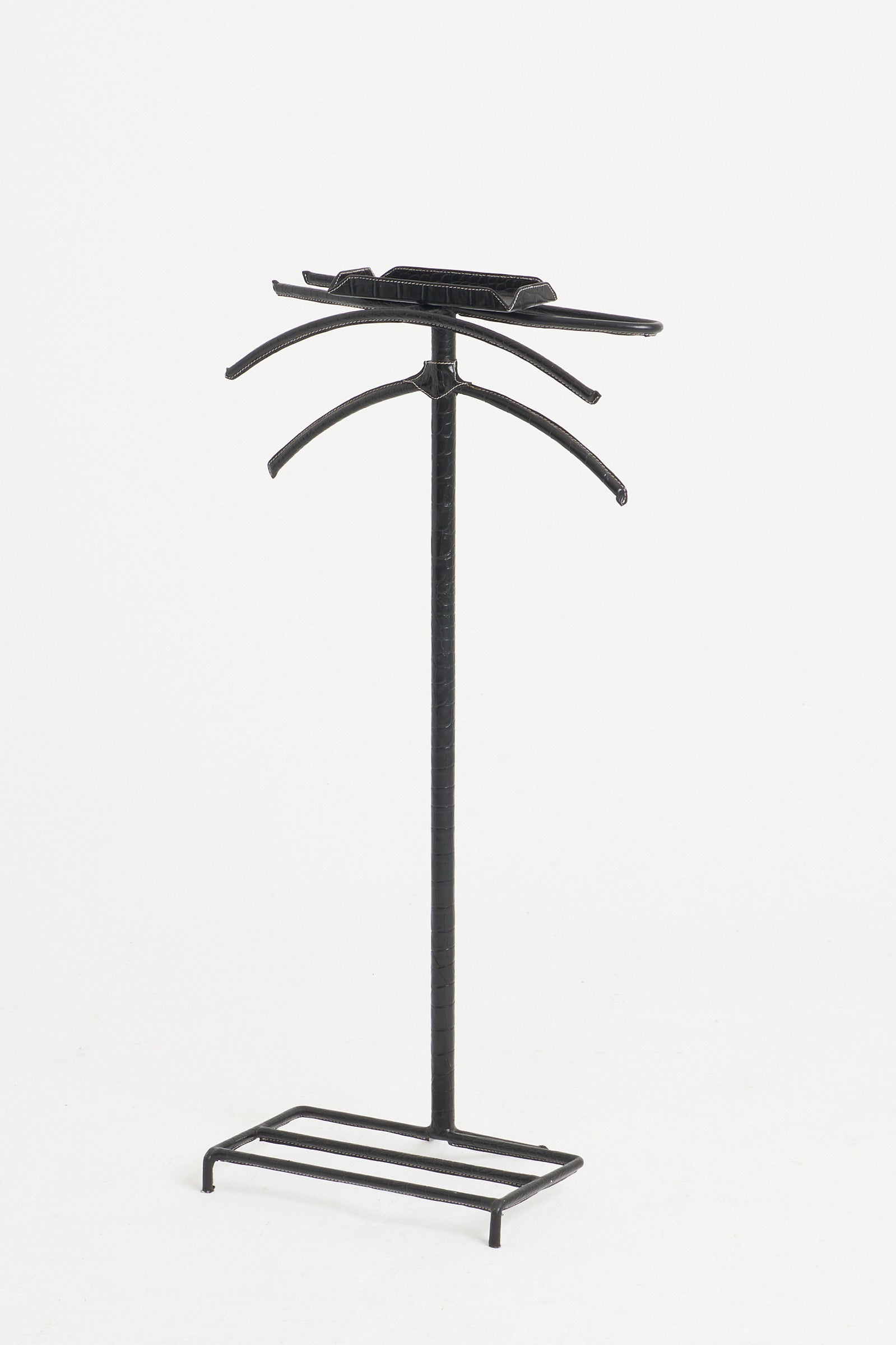 Mid-Century Black Faux Leather Valet
