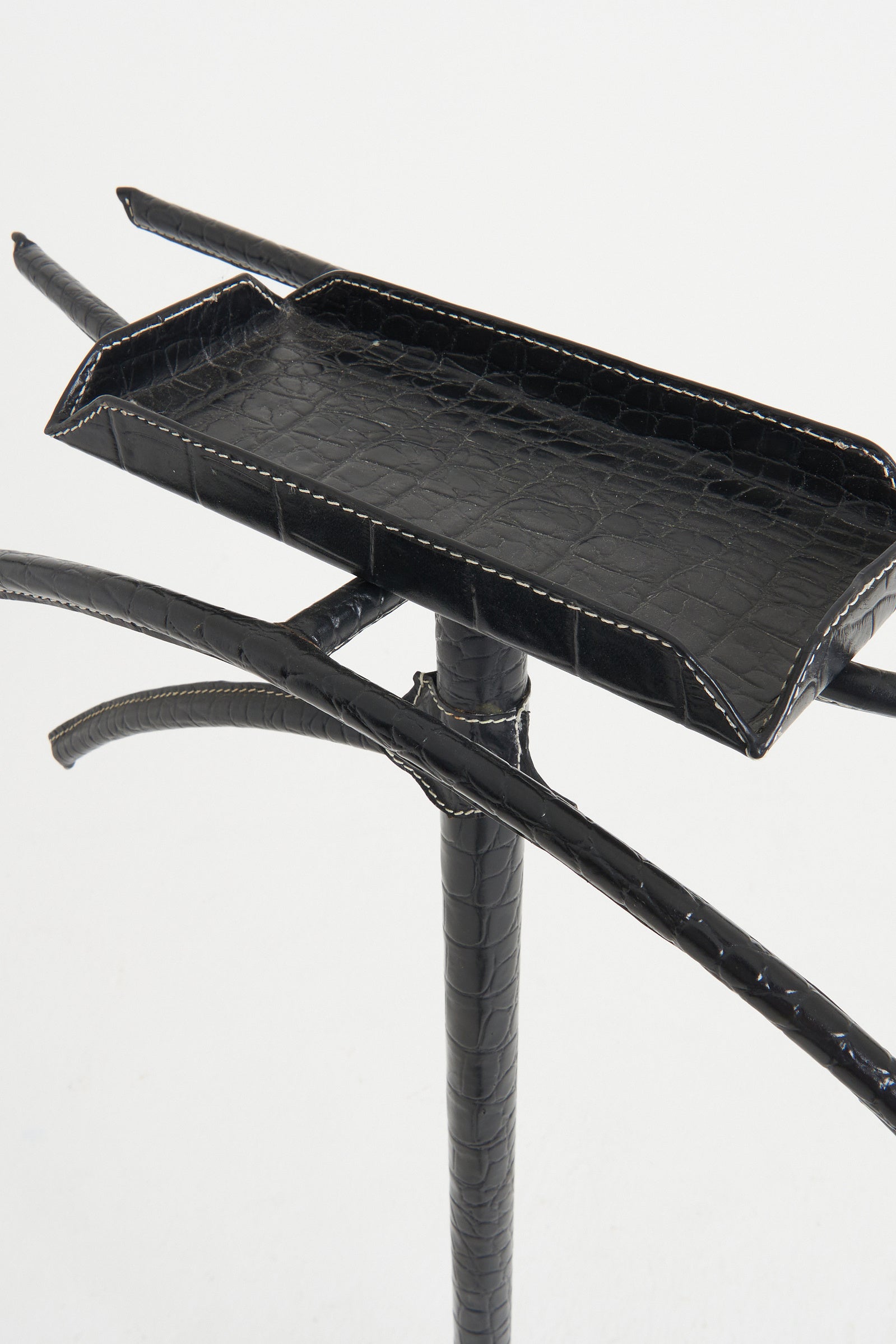Mid-Century Black Faux Leather Valet