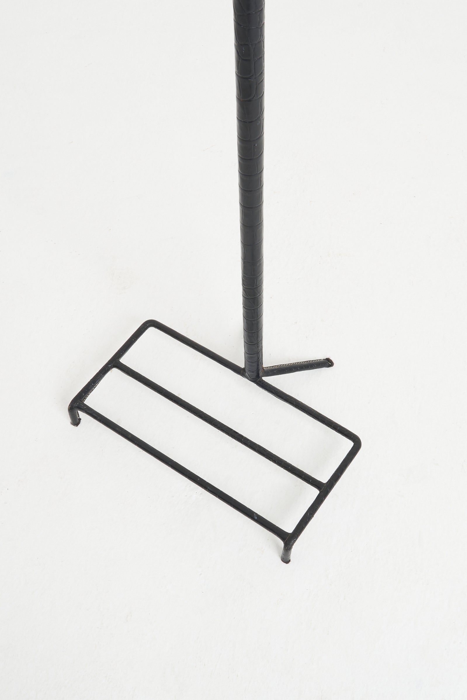 Mid-Century Black Faux Leather Valet