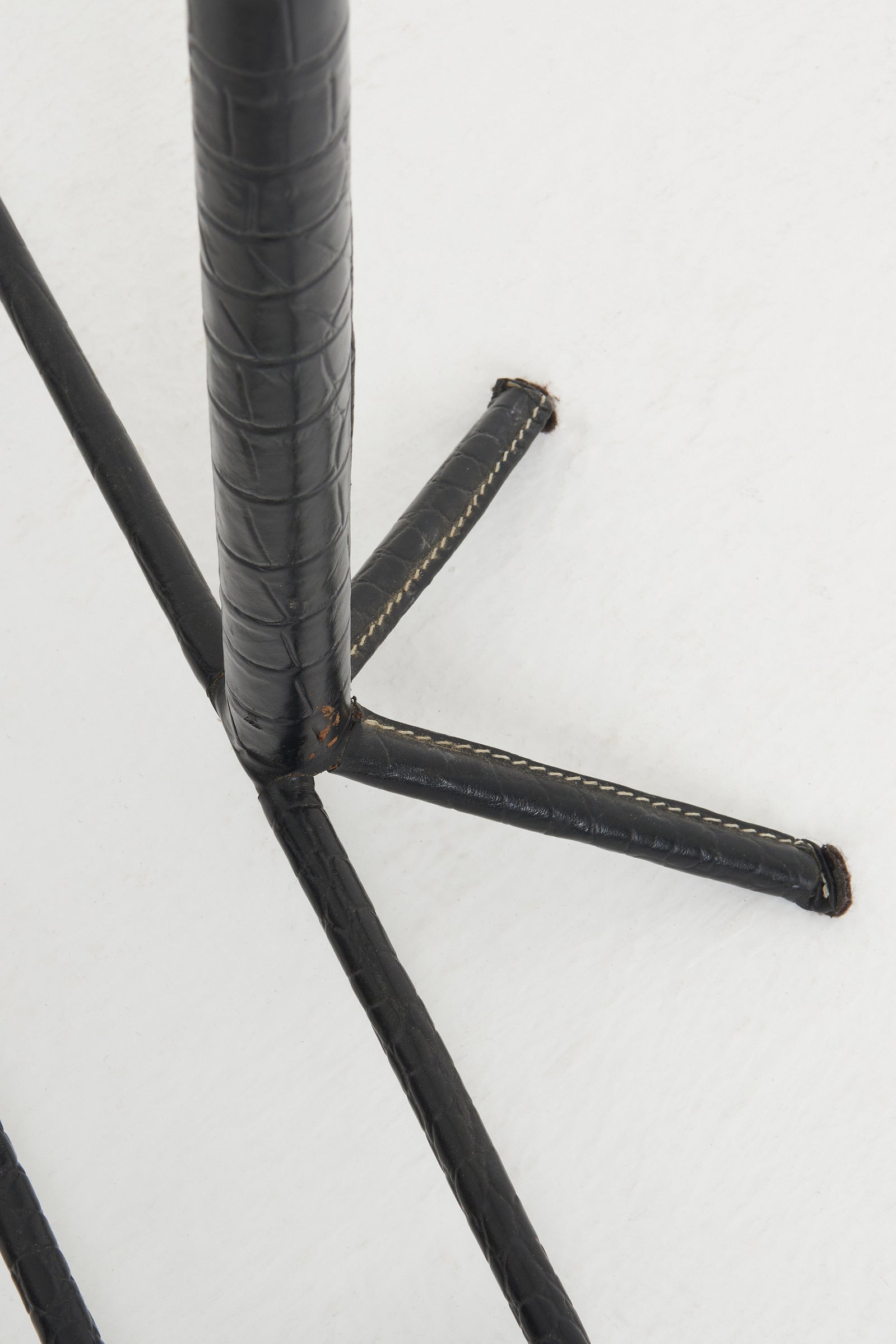 Mid-Century Black Faux Leather Valet