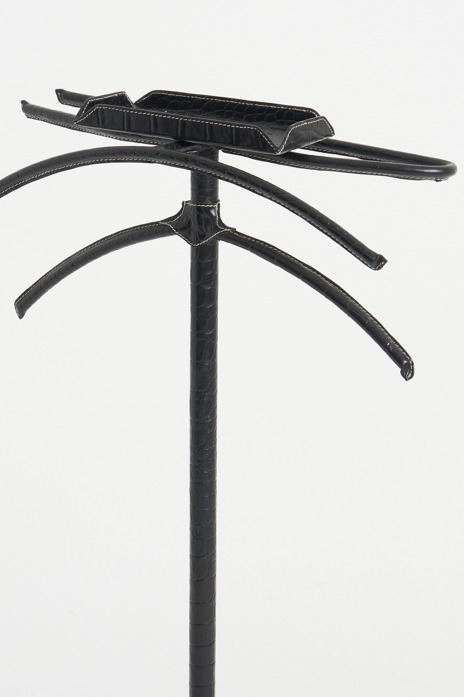 Mid-Century Black Faux Leather Valet