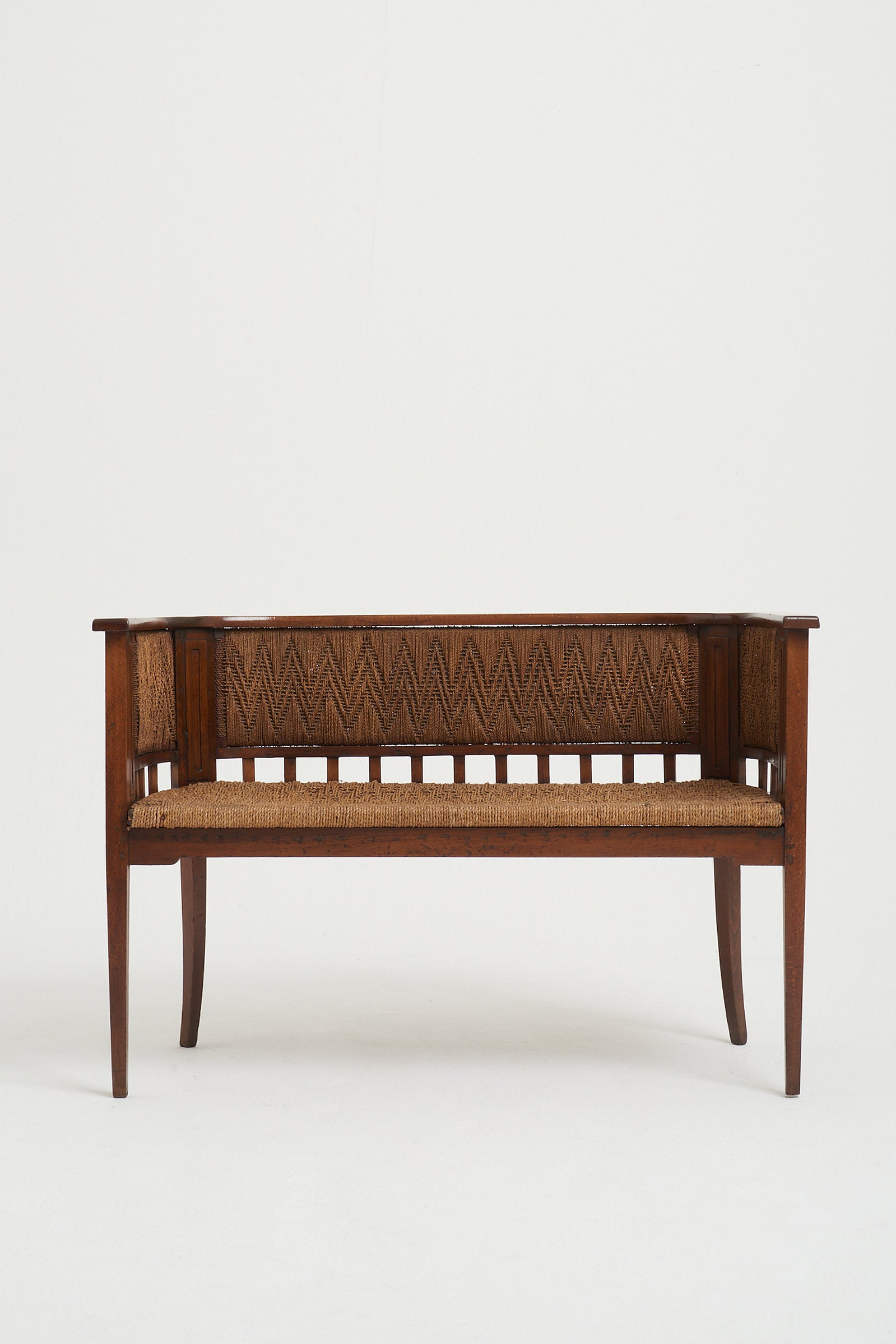 8198- Jugendstil Beech and Rope Settee