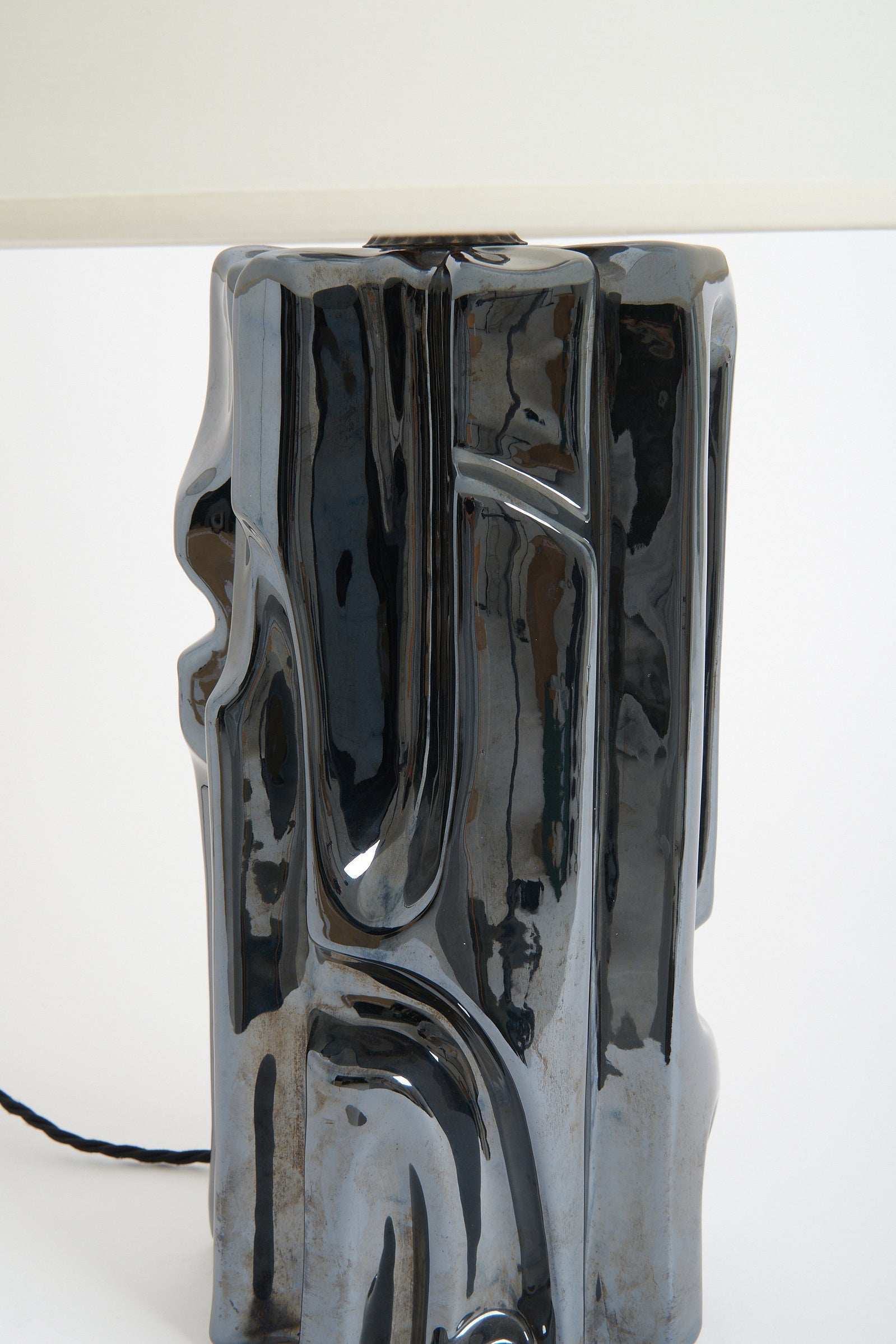 Black Ceramic Sculptural Table Lamp