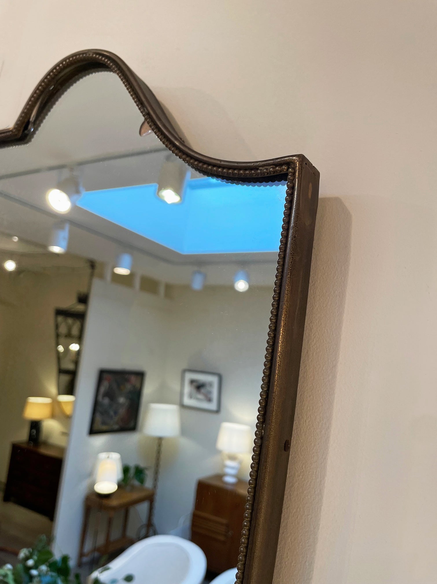 Pair of Brass Shield Mirrors