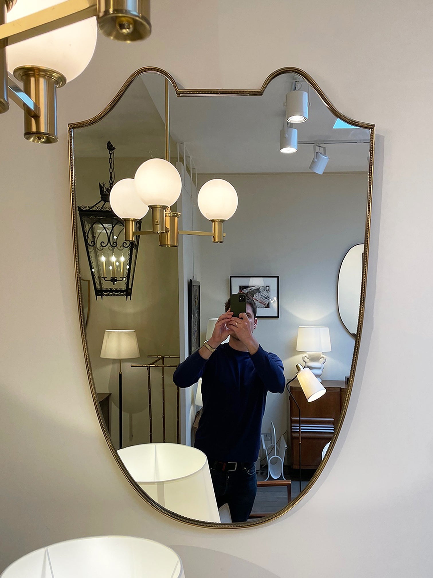 Pair of Brass Shield Mirrors