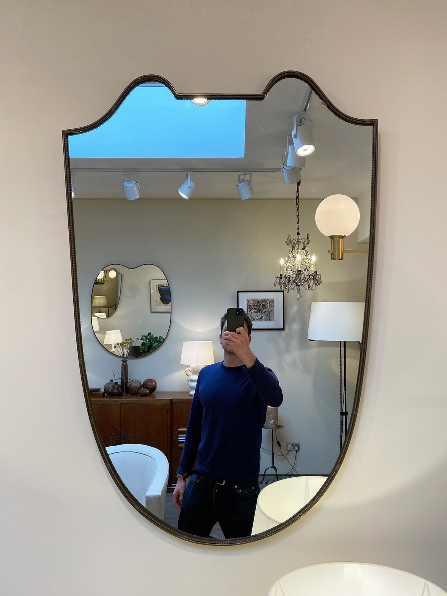 Pair of Brass Shield Mirrors