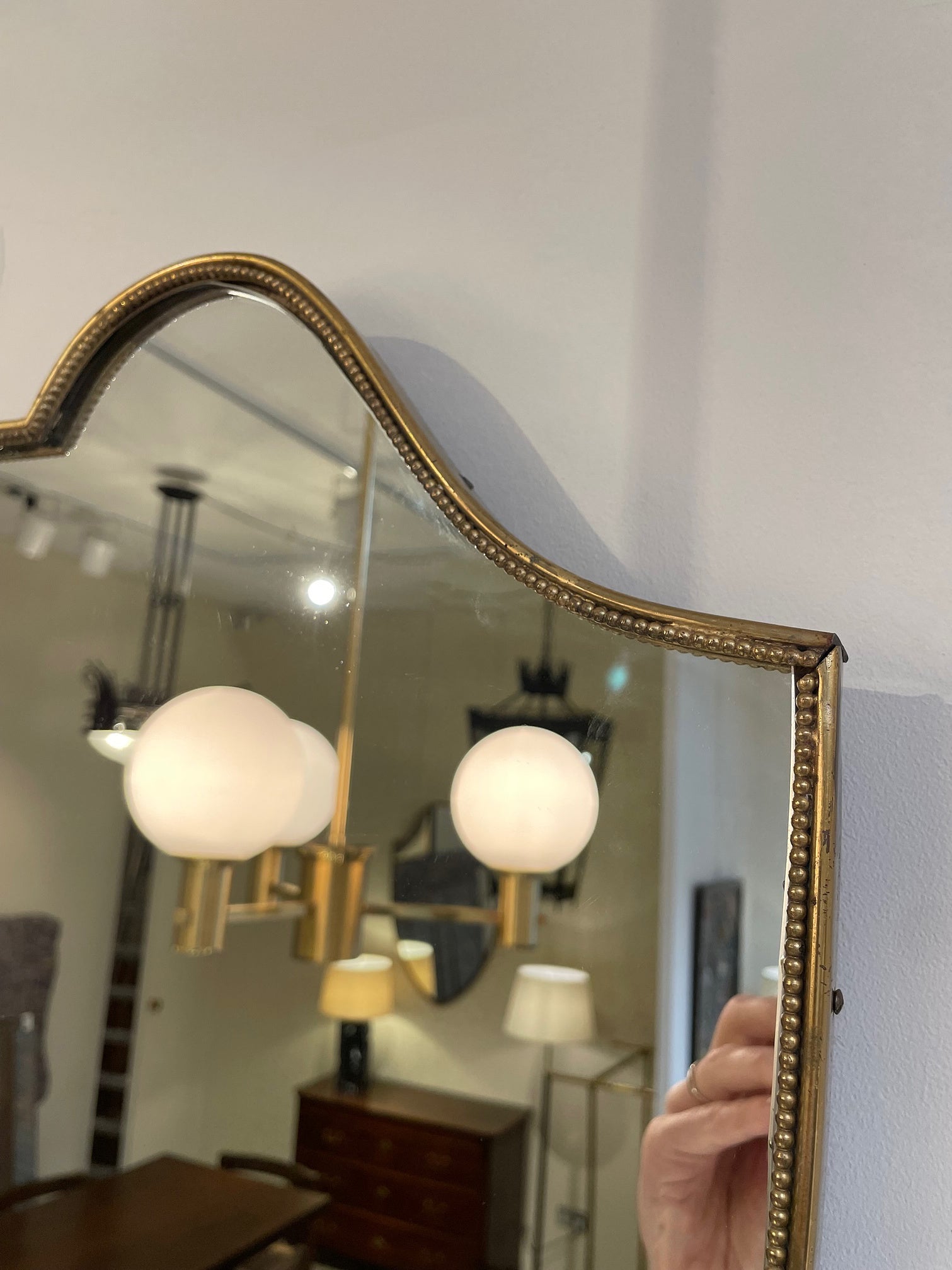Pair of Brass Shield Mirrors
