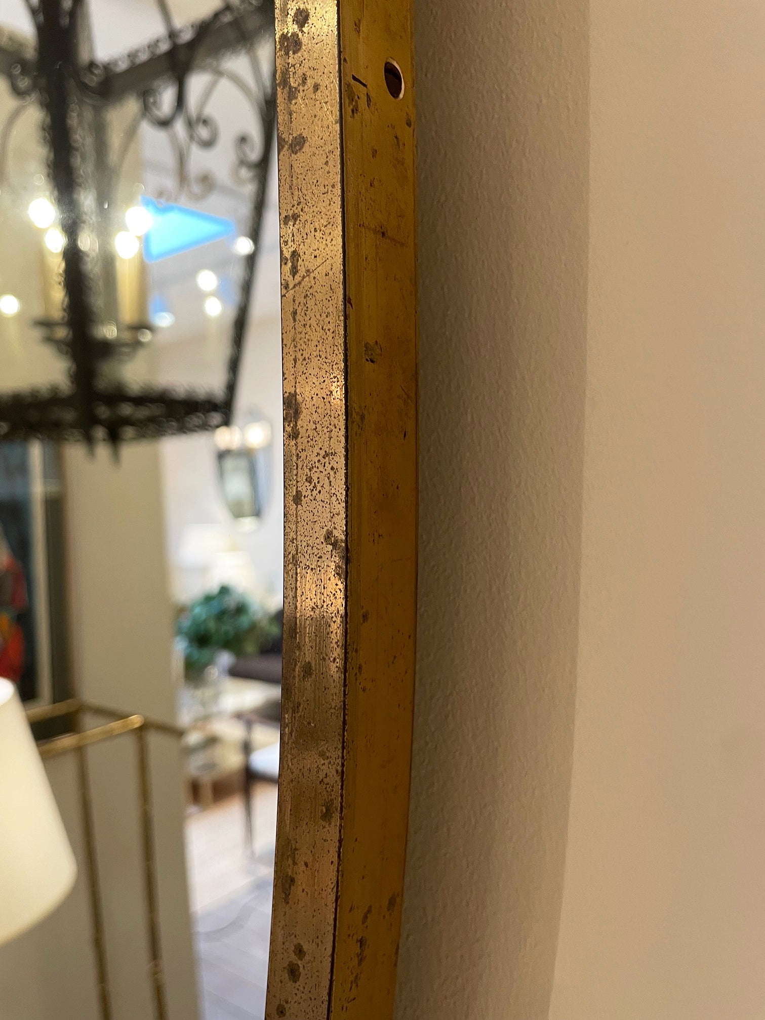 Mid-Century Brass Shield Mirror