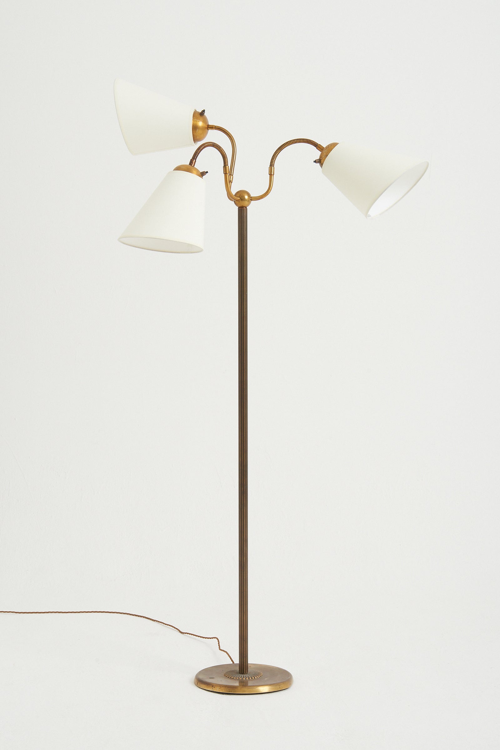 8225- Brass Three-Armed Floor Lamp