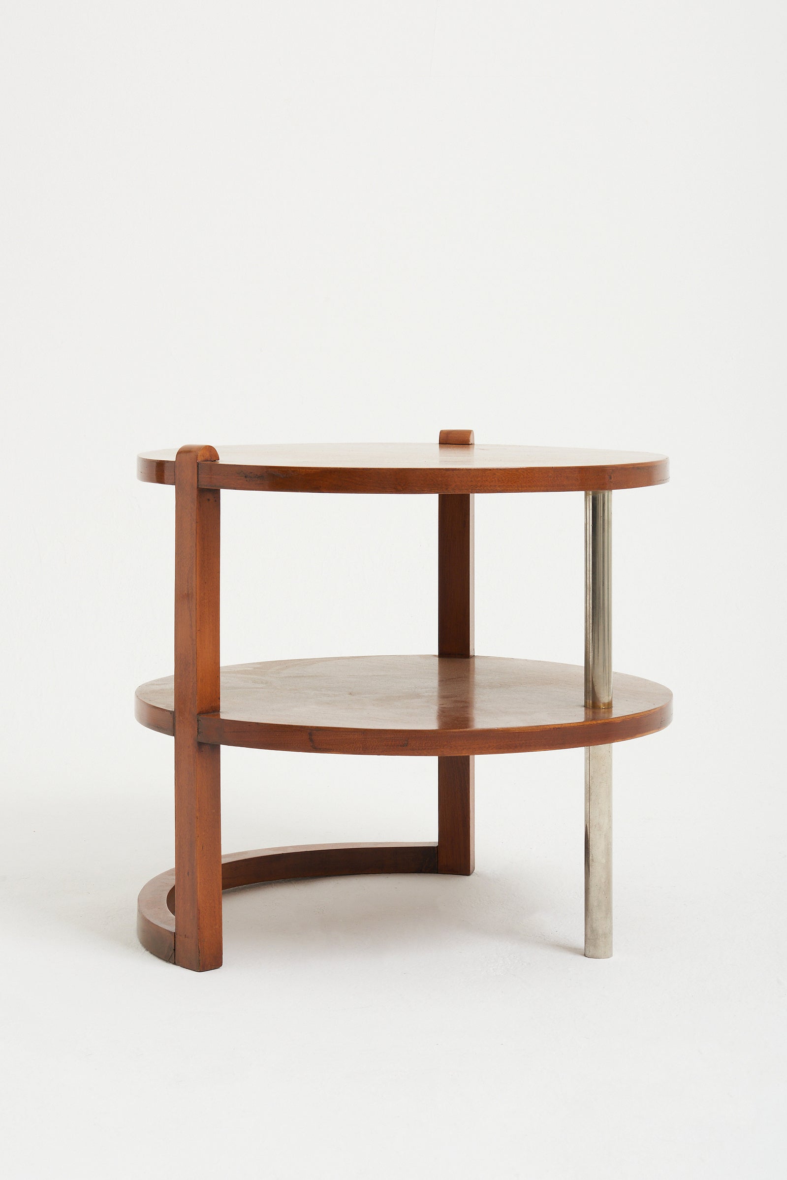 Modernist Walnut and Steel Occasional Table