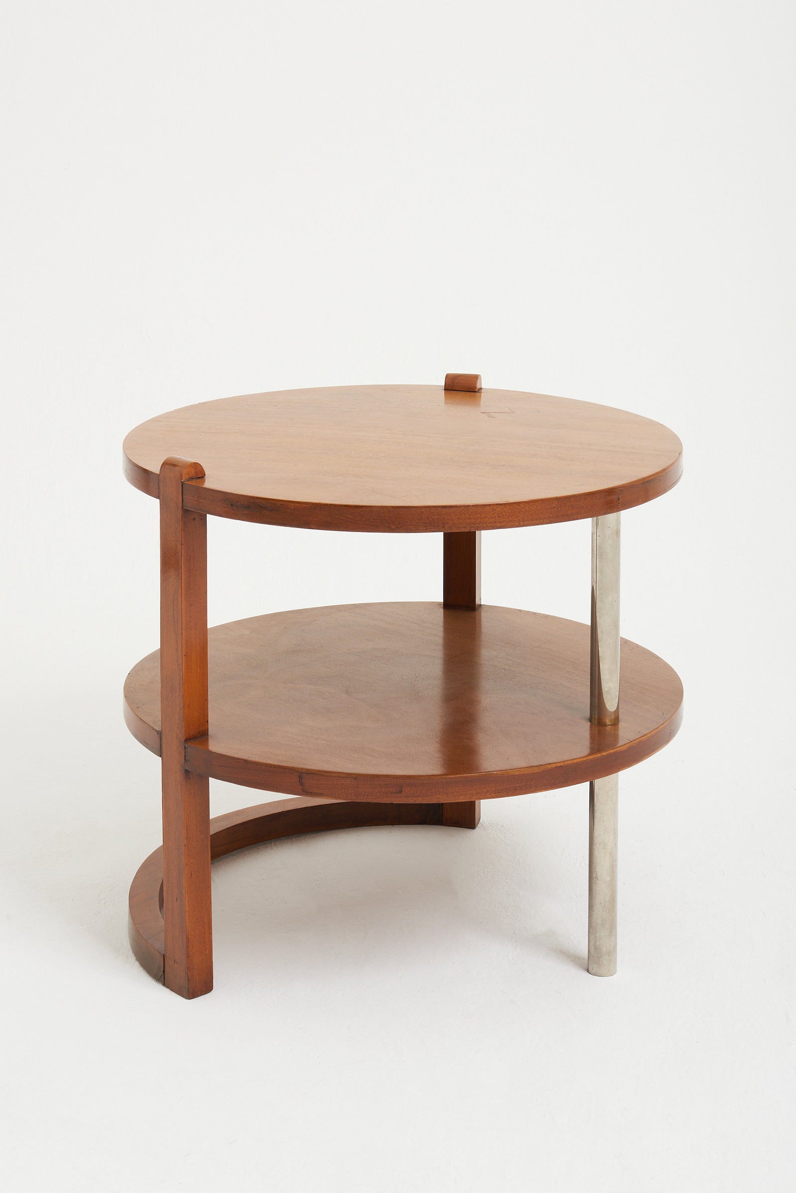 8228- Modernist Walnut and Steel Occasional Table