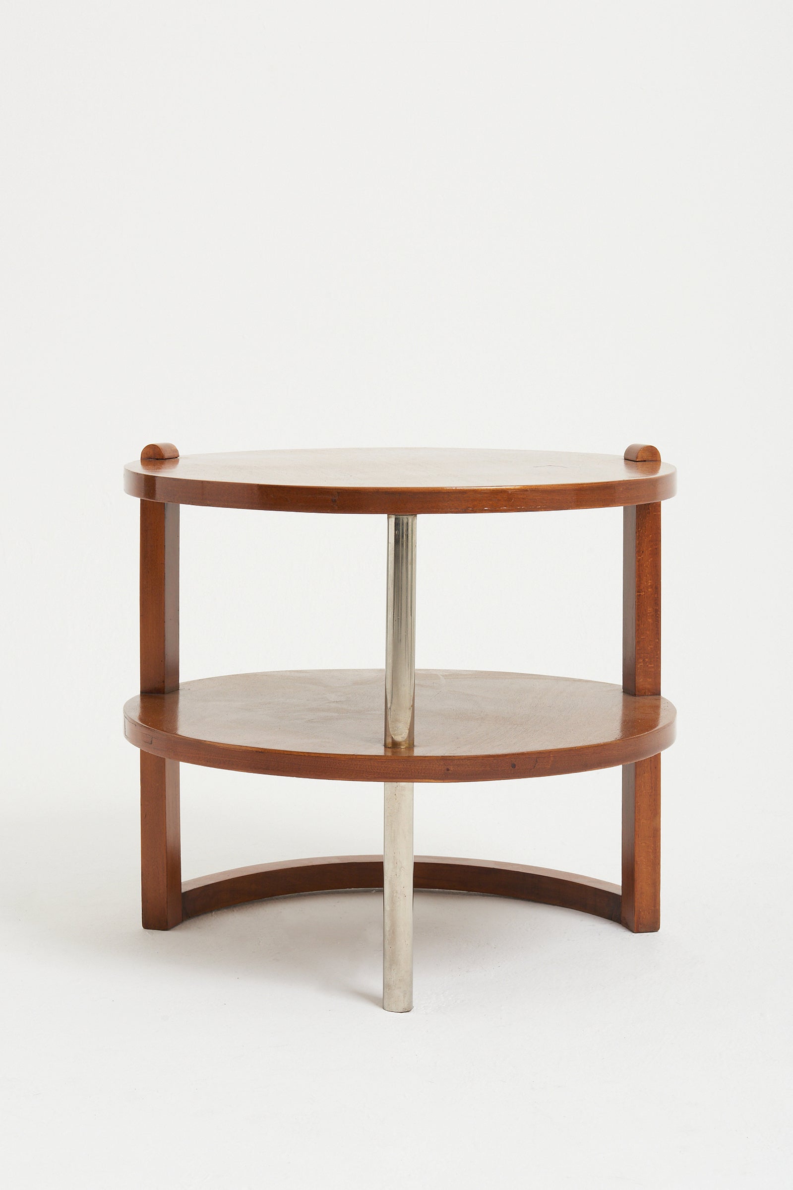 Modernist Walnut and Steel Occasional Table