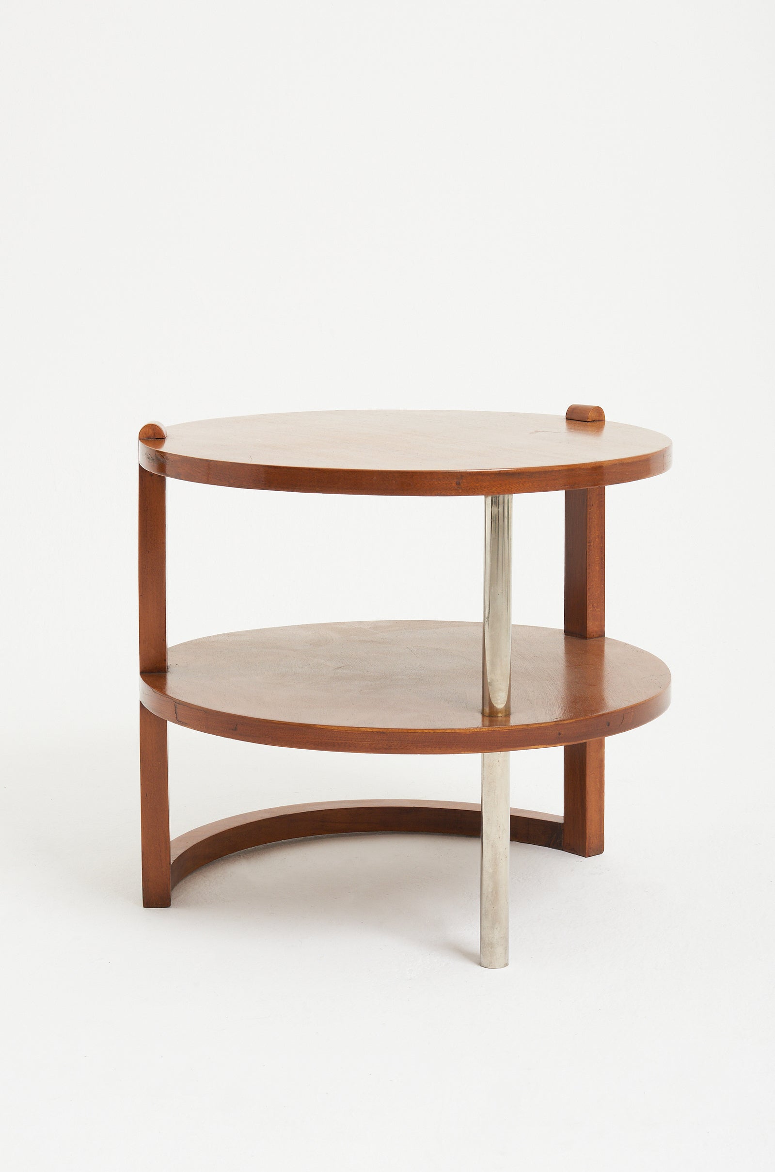 Modernist Walnut and Steel Occasional Table