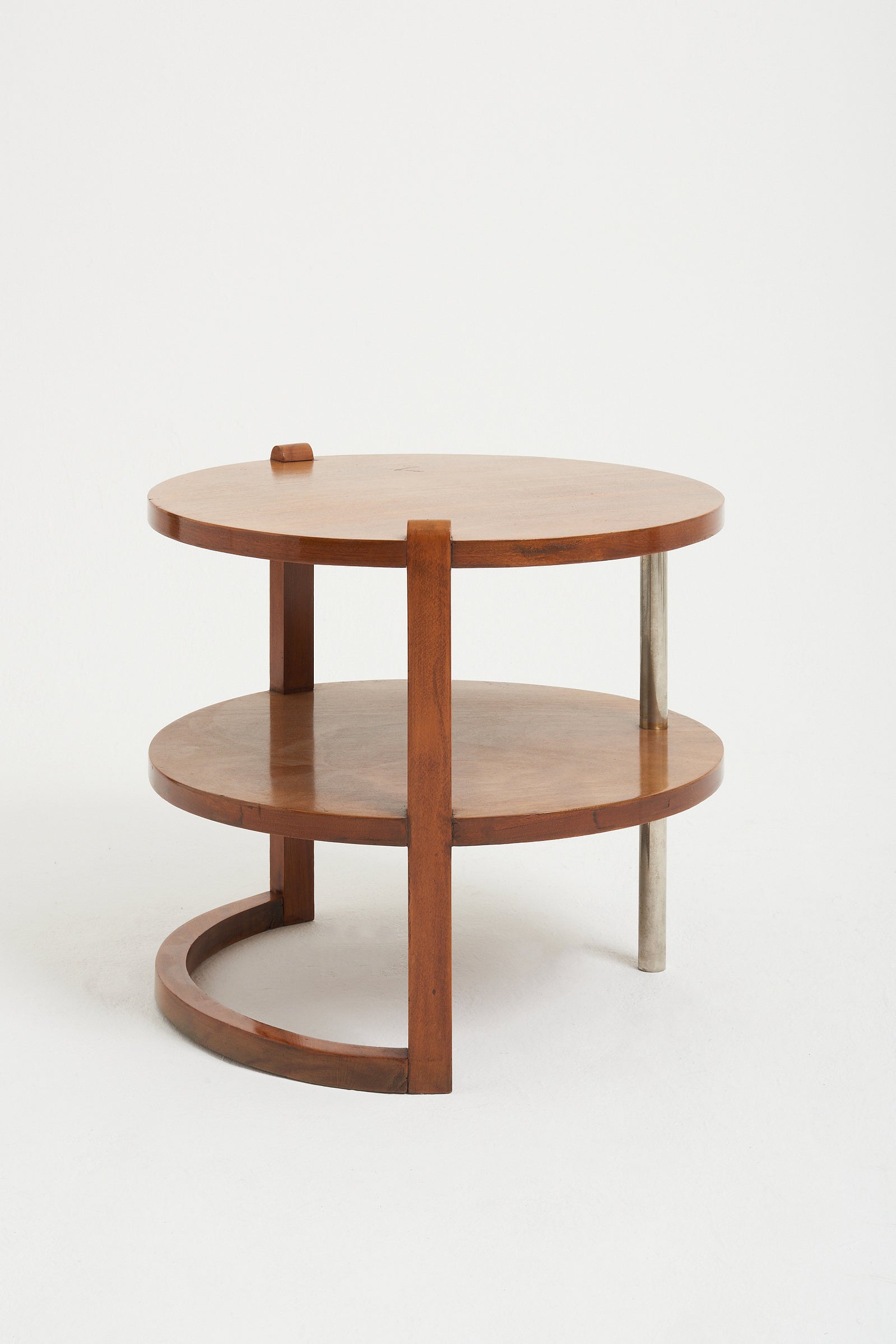 Modernist Walnut and Steel Occasional Table