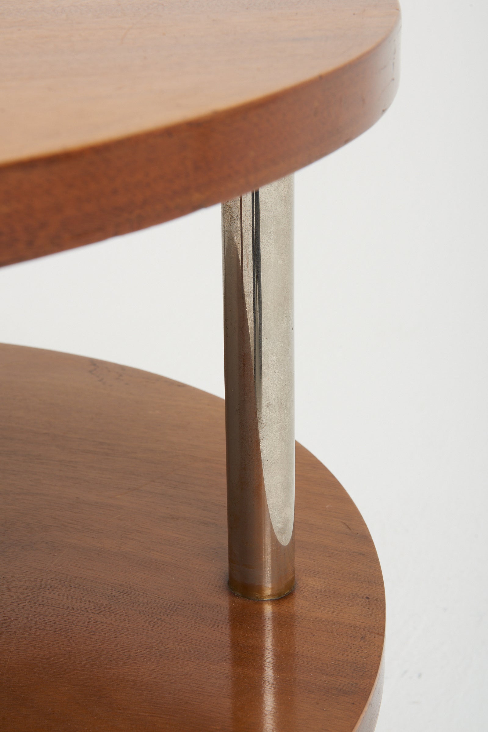 Modernist Walnut and Steel Occasional Table