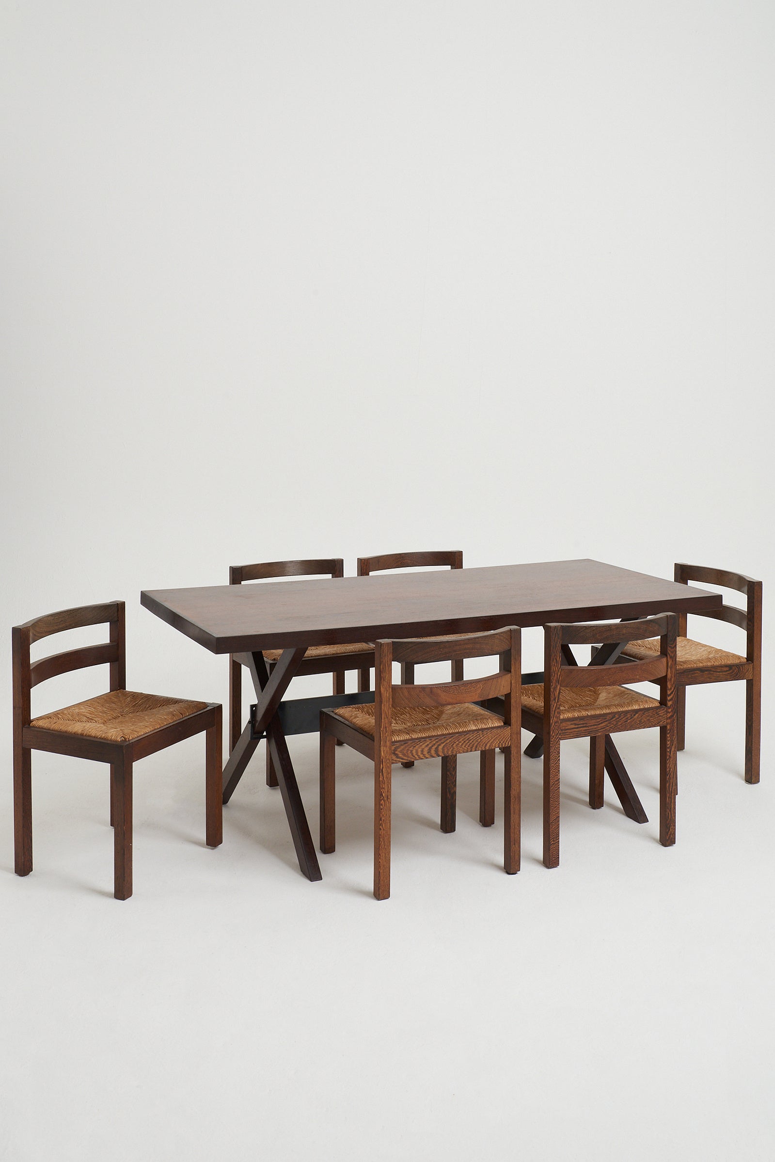 8245- Mid-Century Wenge Dining Table and Chairs