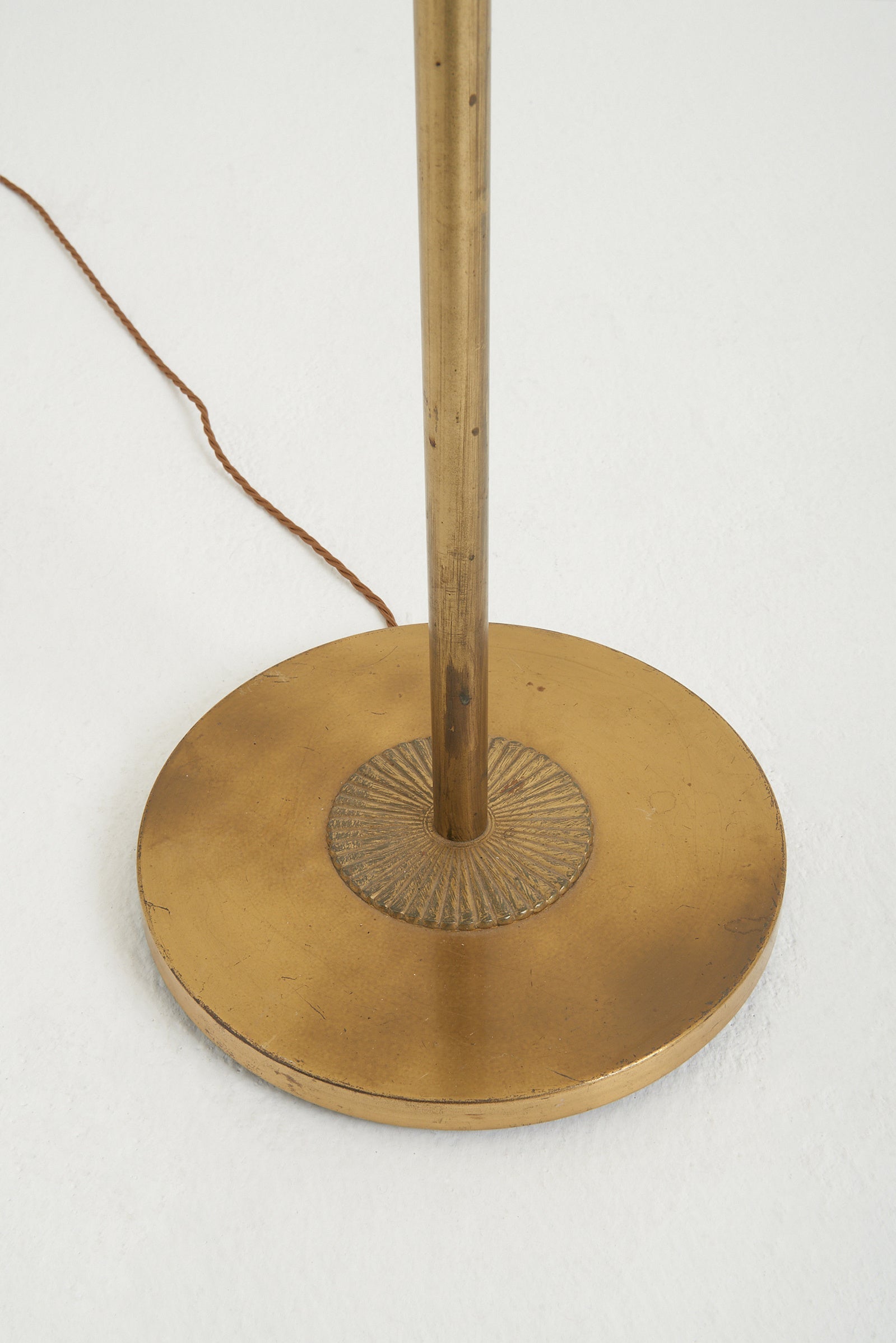 Swedish Modern Brass Three-Arm Floor Lamp