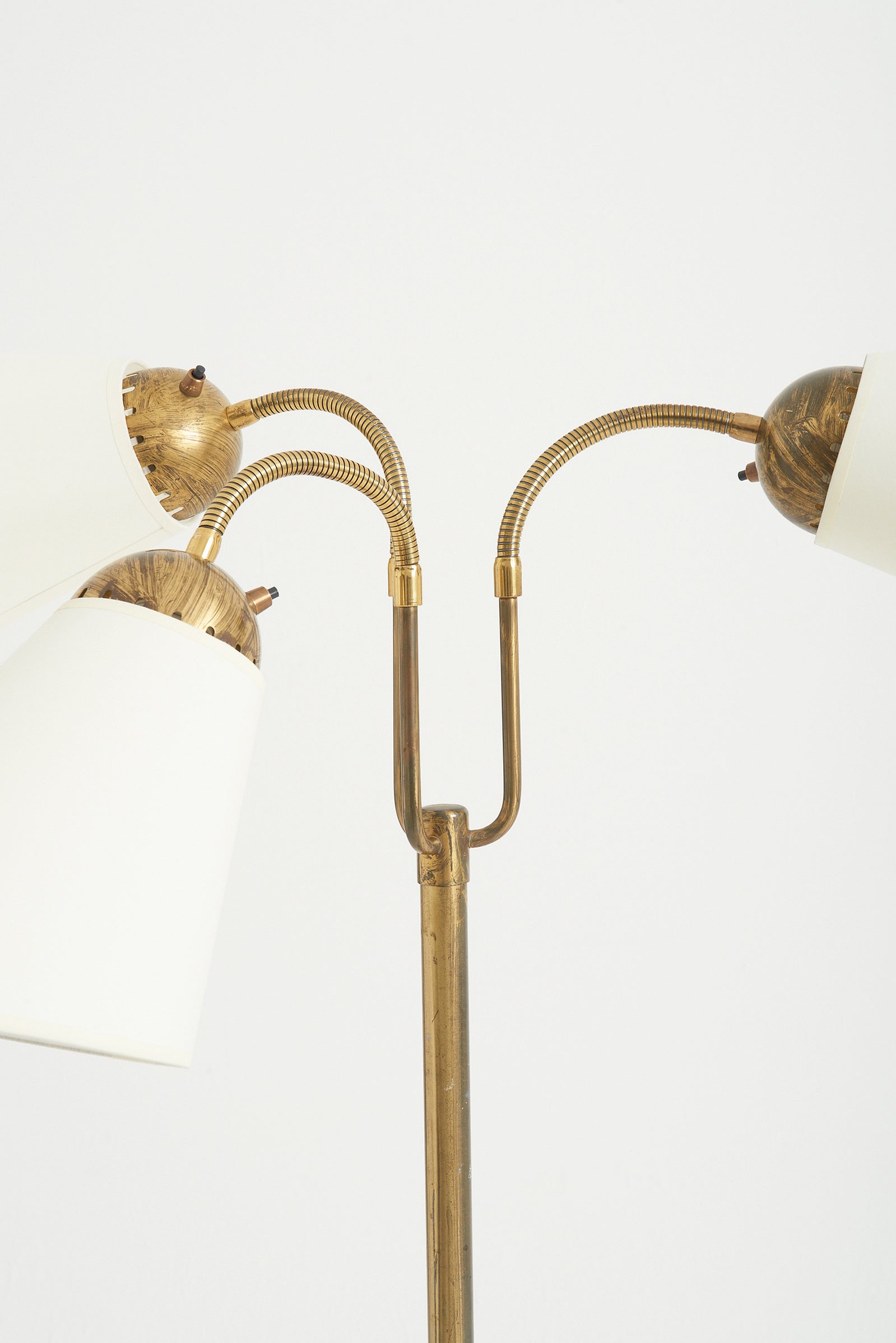 Swedish Modern Brass Three-Arm Floor Lamp