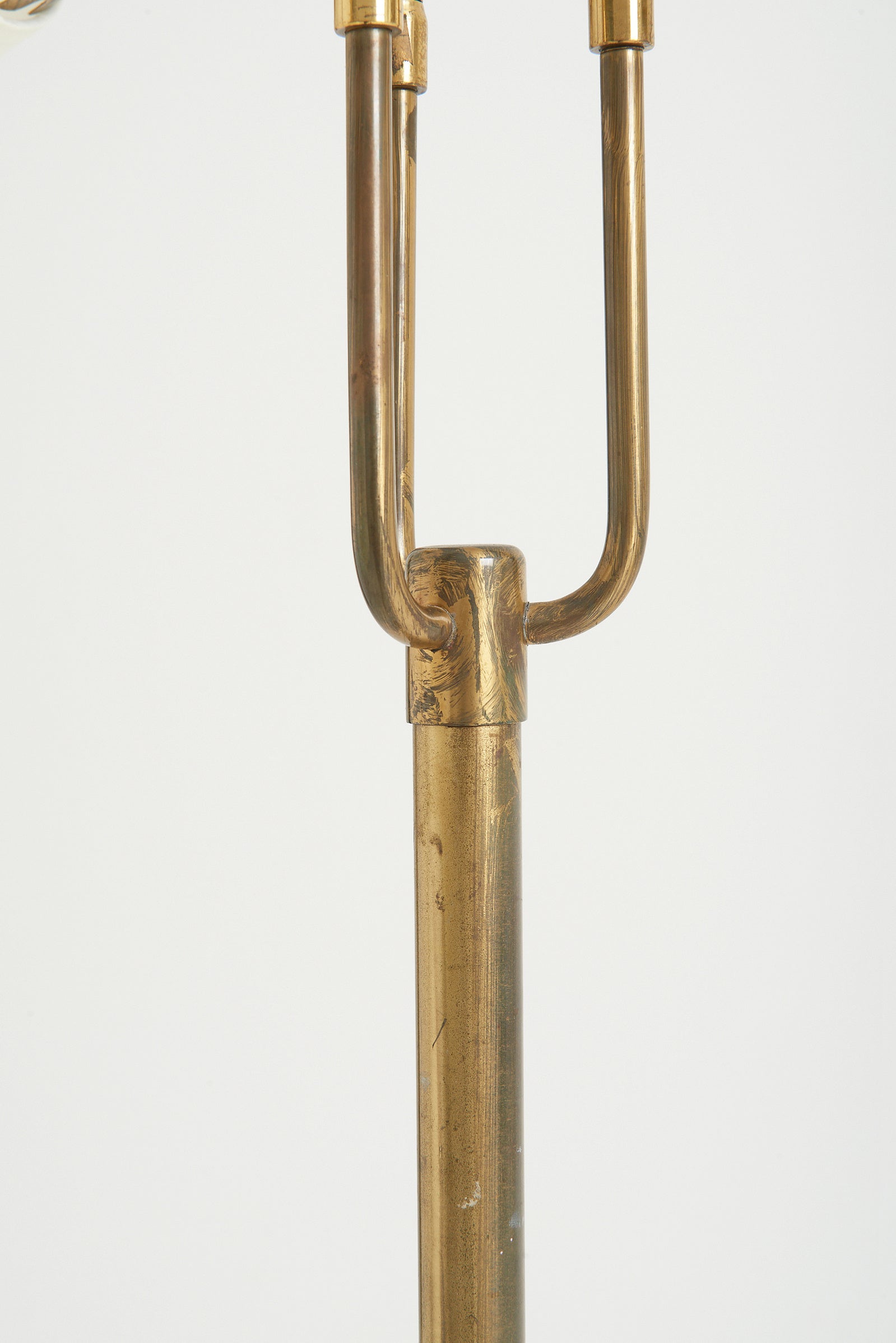 Swedish Modern Brass Three-Arm Floor Lamp