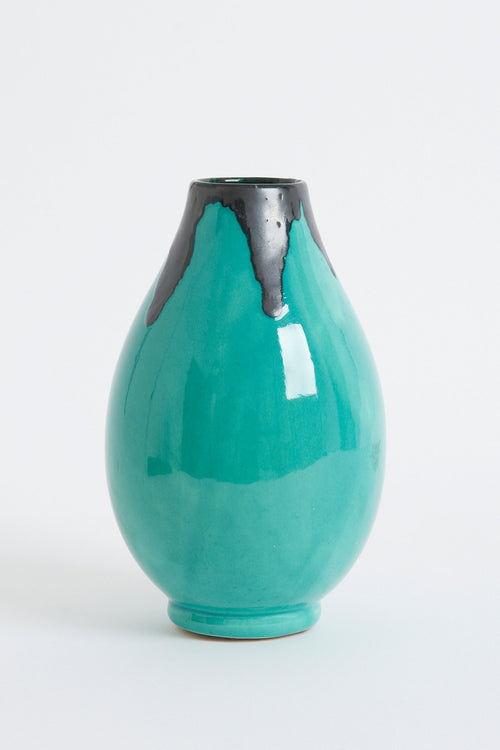 1950s Turquoise Ceramic Vase by Jerome Massier