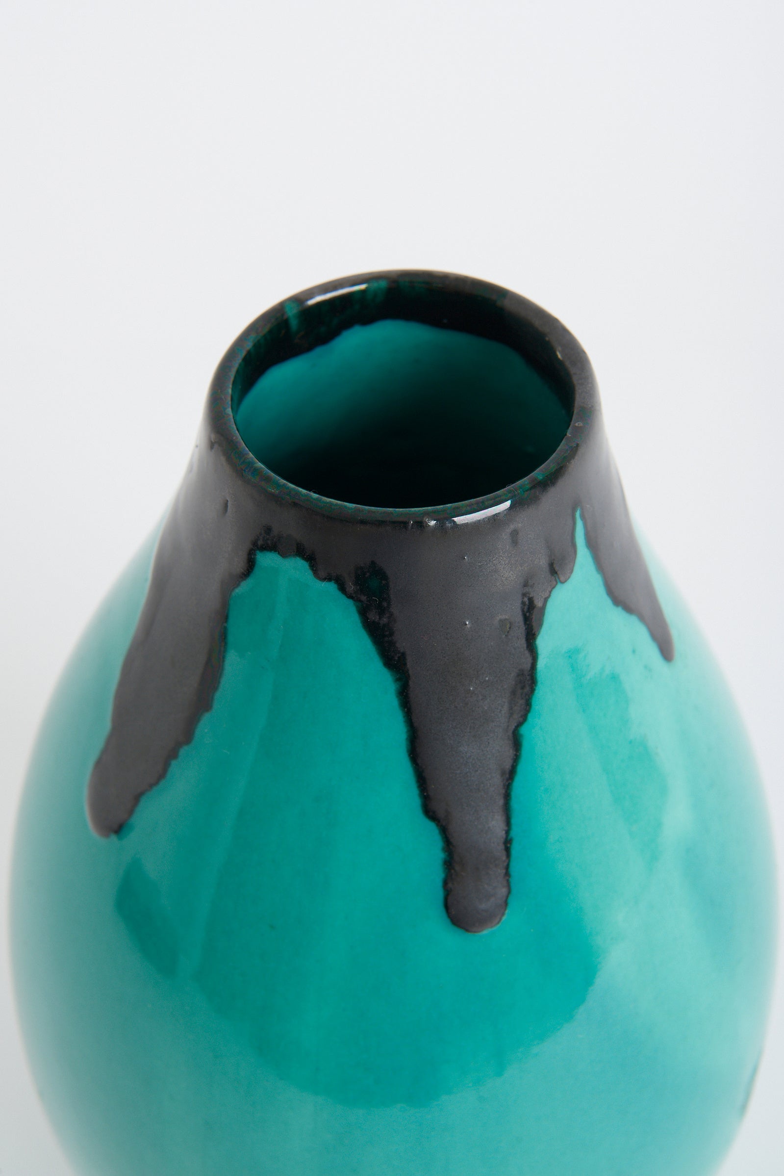 1950s Turquoise Ceramic Vase by Jerome Massier