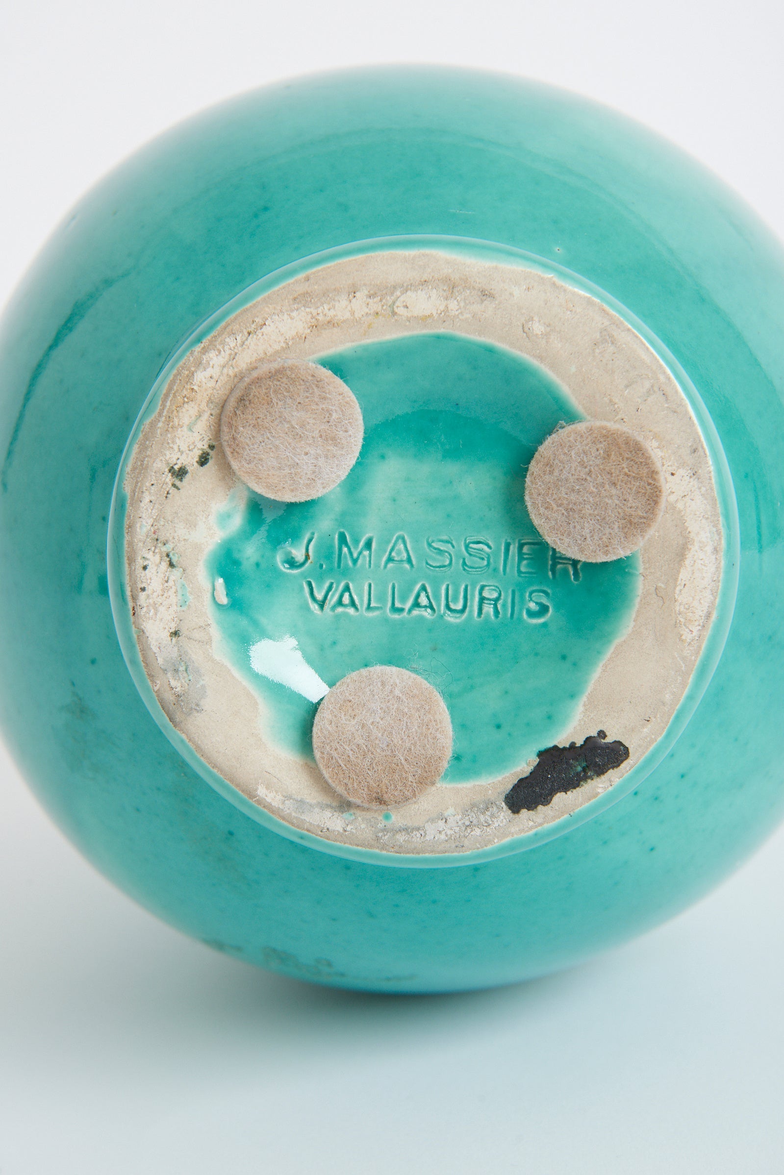 1950s Turquoise Ceramic Vase by Jerome Massier