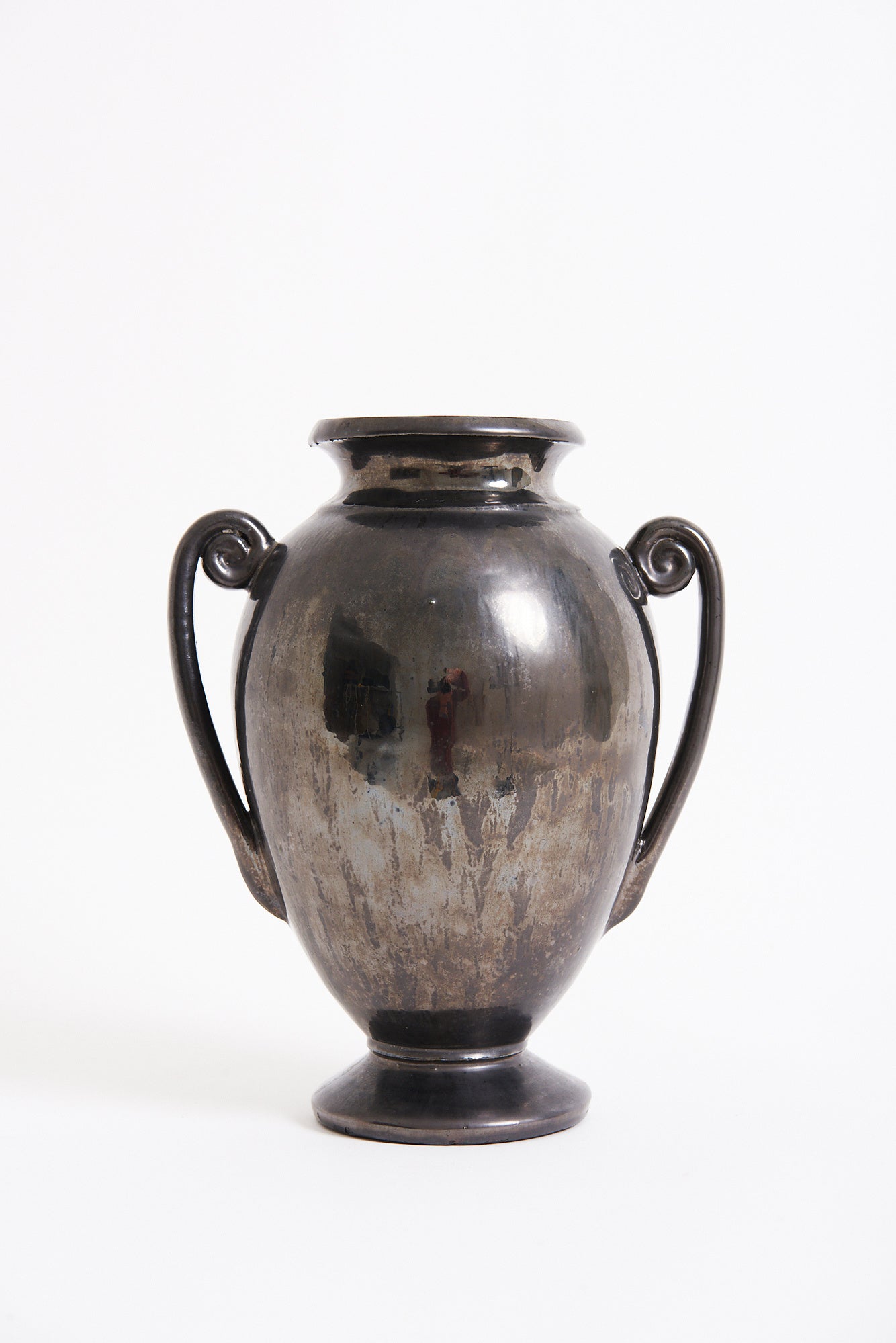 8272- 1950s Black Ceramic Urn