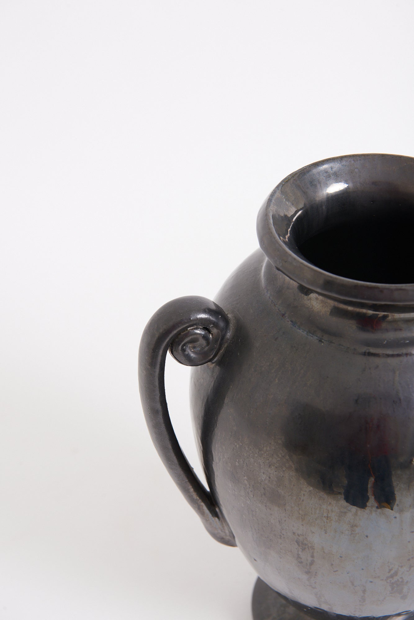 1950s Black Ceramic Urn