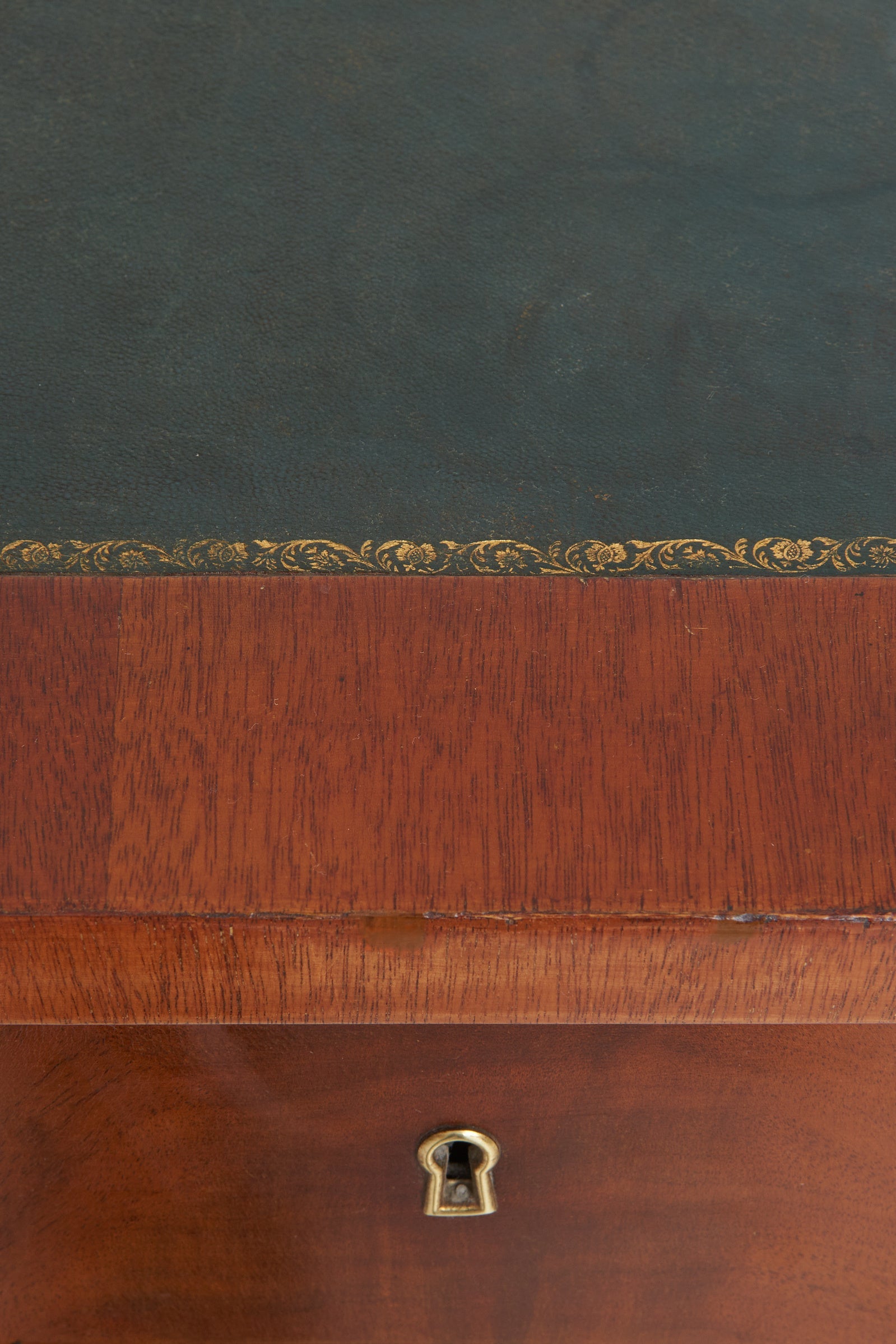 Neoclassical Mahogany Leather Top Desk