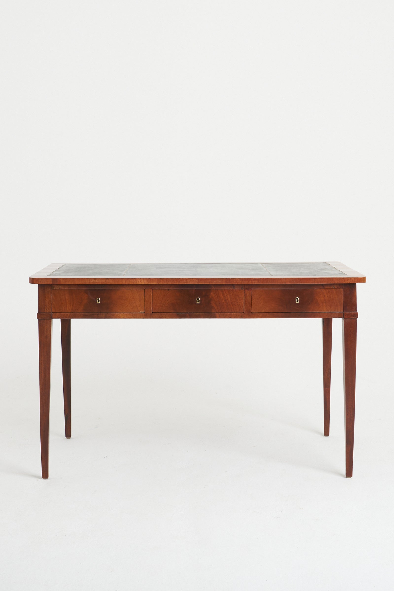 Neoclassical Mahogany Leather Top Desk