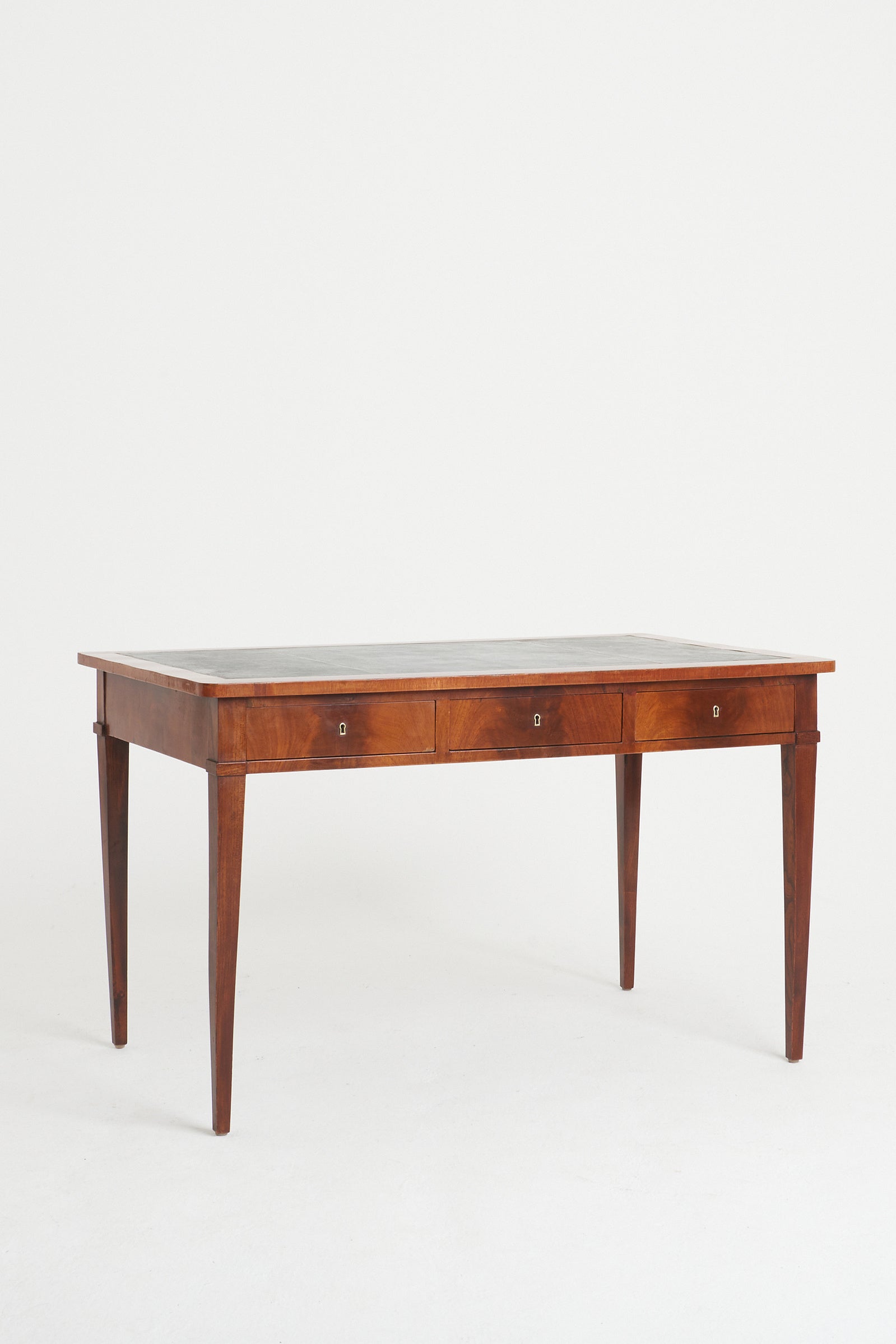 Neoclassical Mahogany Leather Top Desk