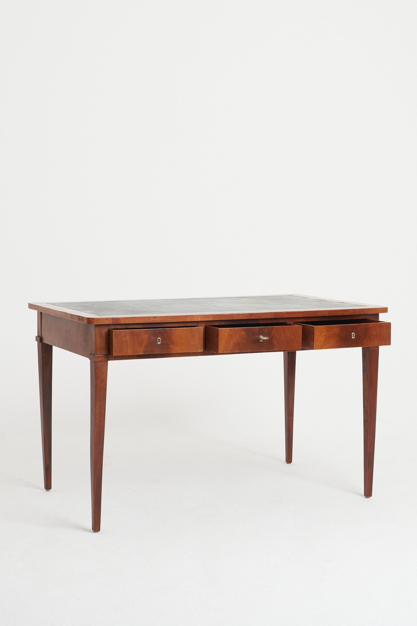 Neoclassical Mahogany Leather Top Desk