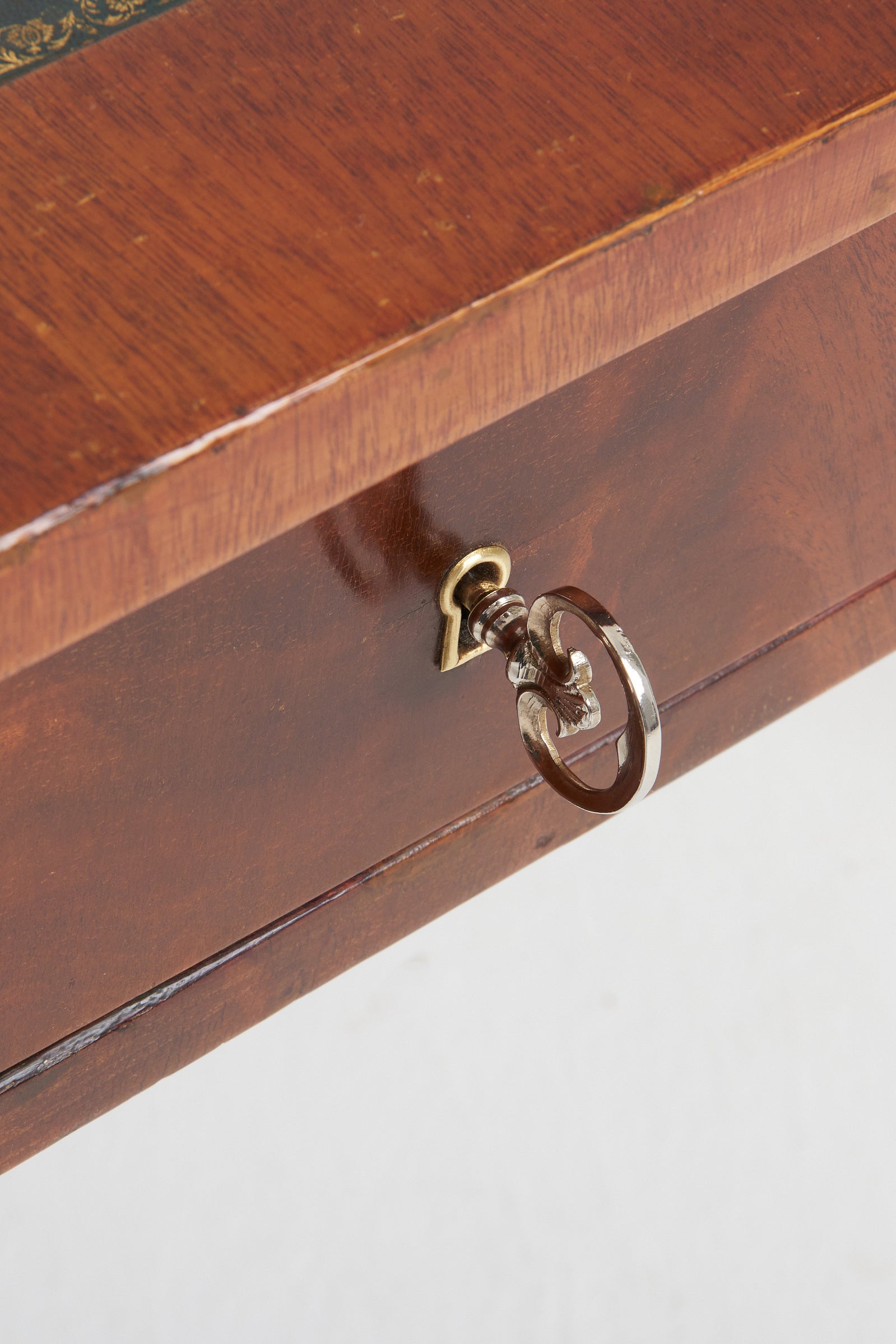 Neoclassical Mahogany Leather Top Desk