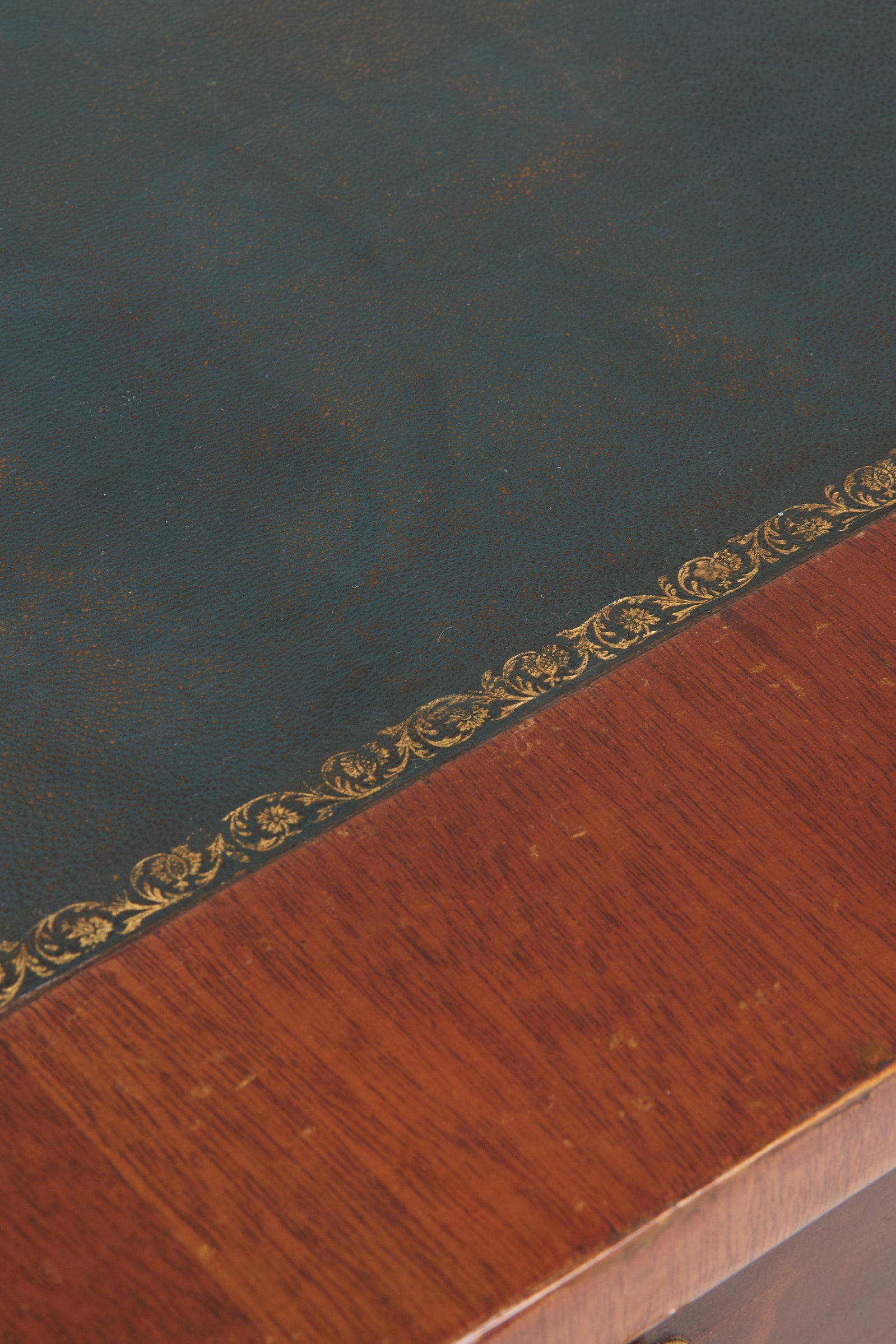 Neoclassical Mahogany Leather Top Desk