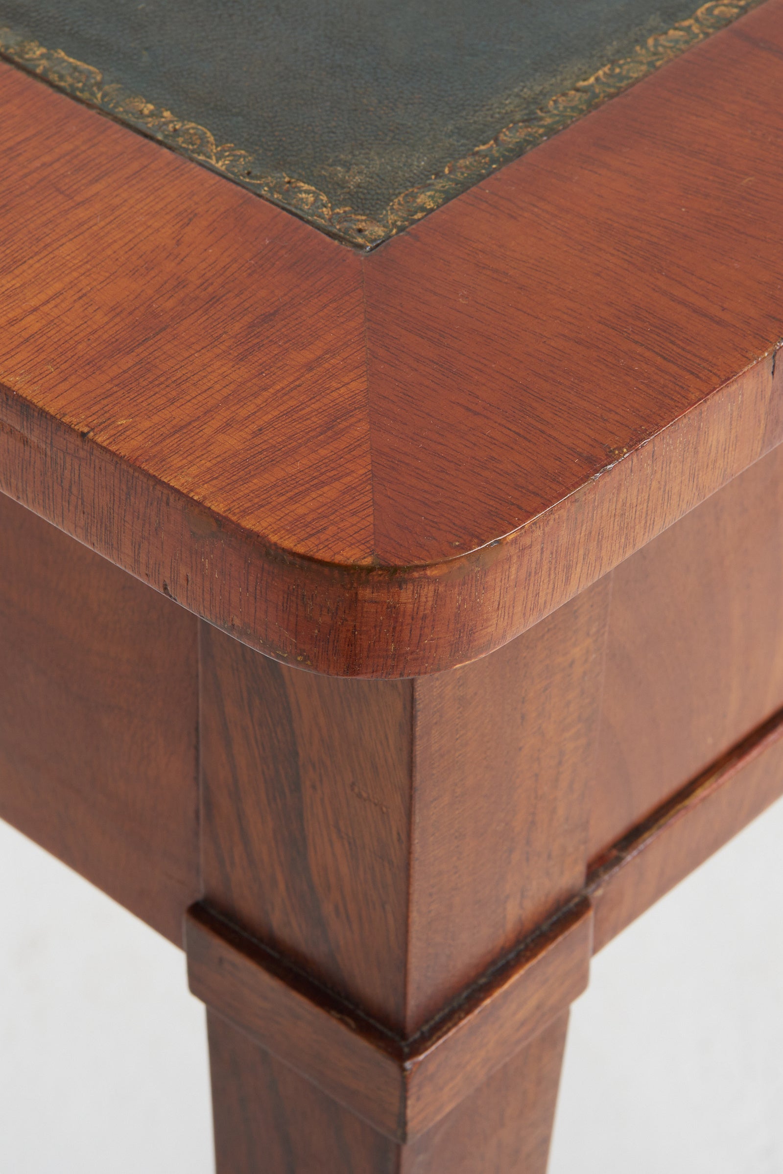 Neoclassical Mahogany Leather Top Desk