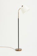 8283- Mid-Century Brass and Black Leather Reading Floor Lamp