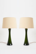 8284- Pair of Green Glass Table Lamps by Berndt Nordstedt