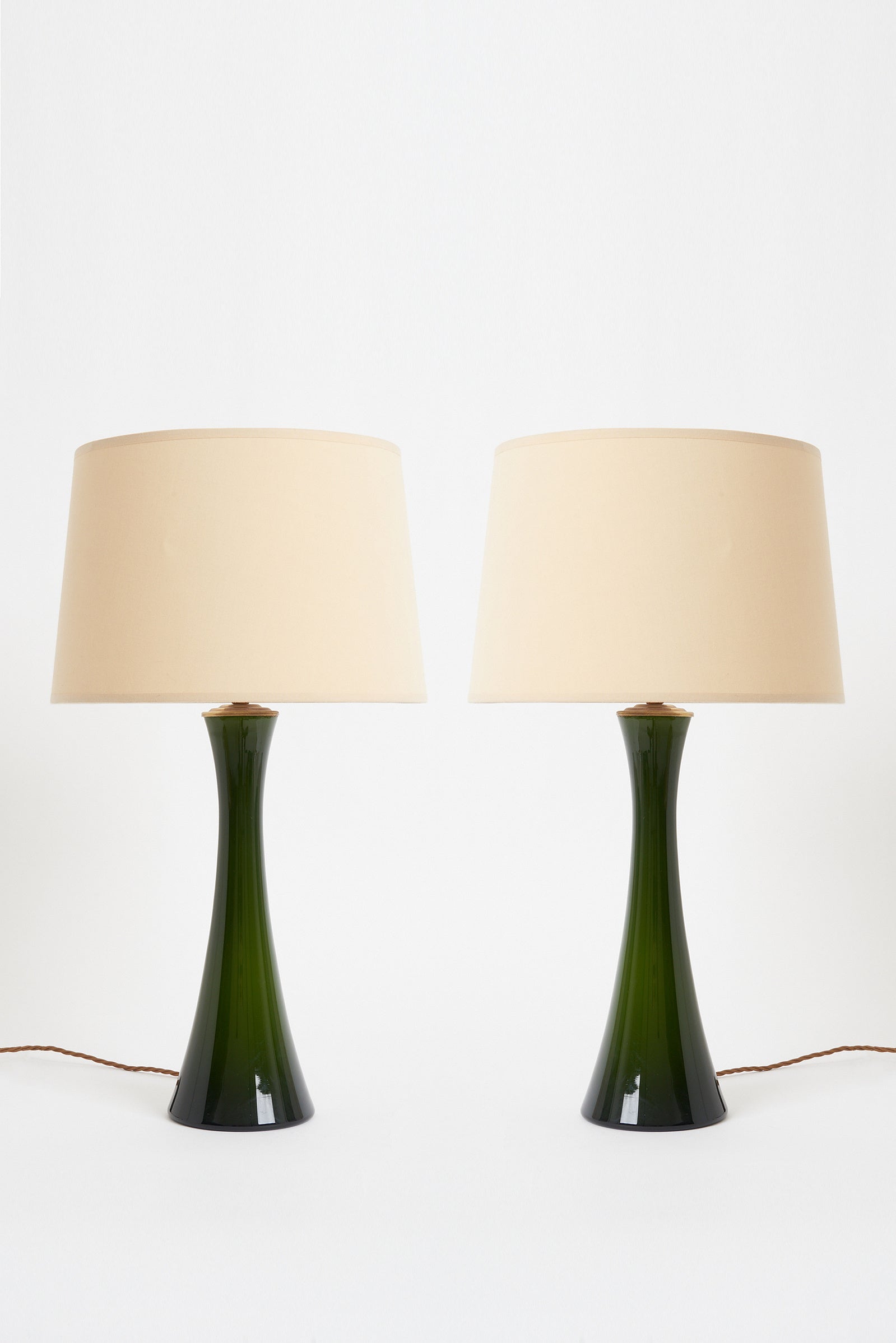 8284- Pair of Green Glass Table Lamps by Berndt Nordstedt