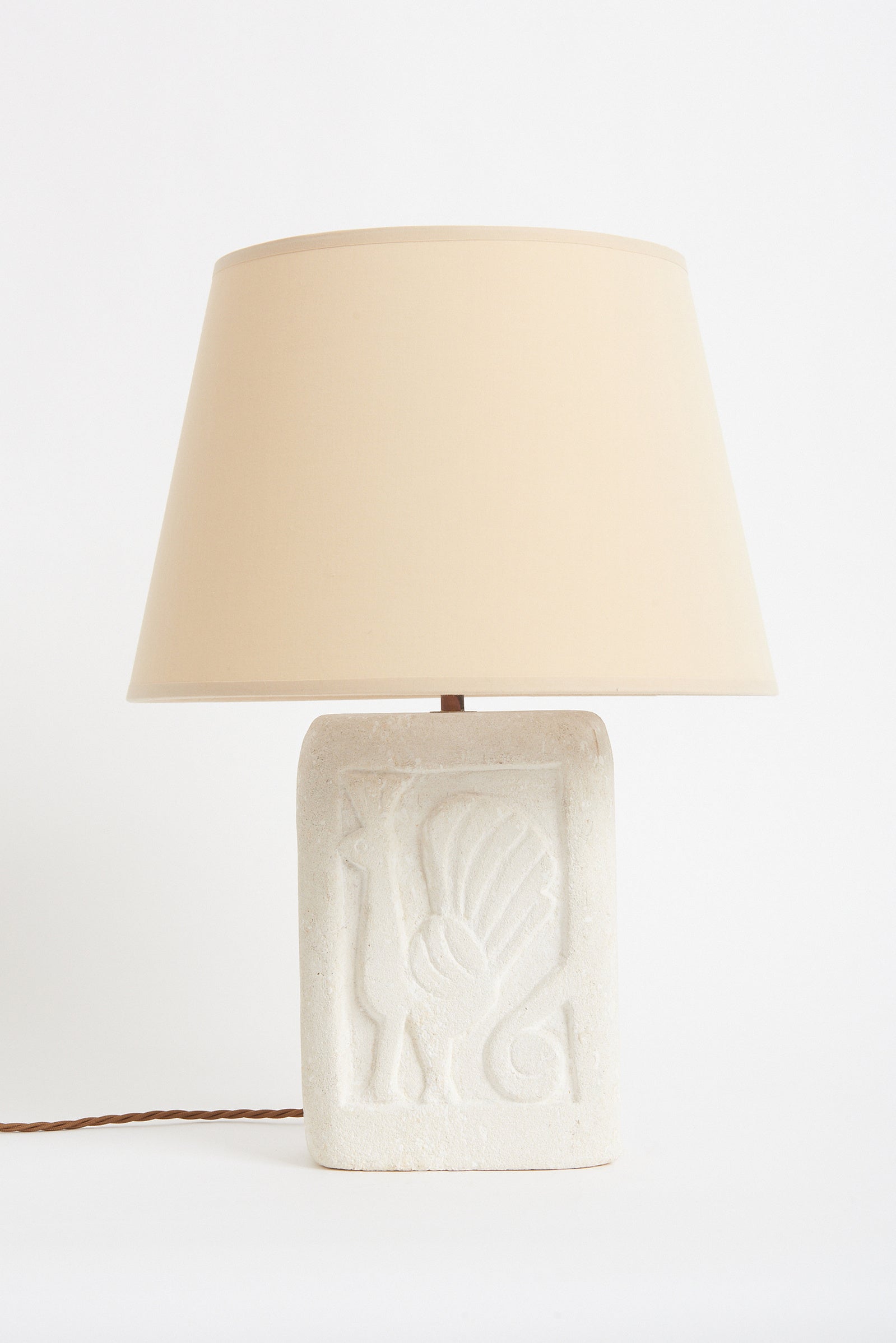 8291- 1960s Carved Stone Table Lamp