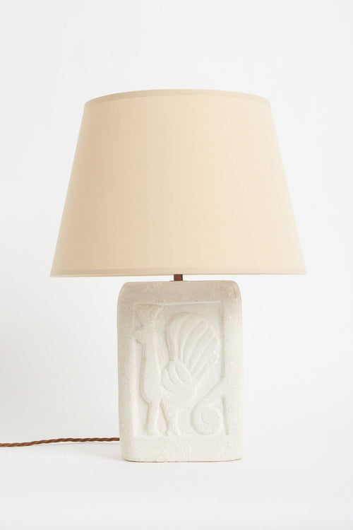 8291- 1960s Carved Stone Table Lamp
