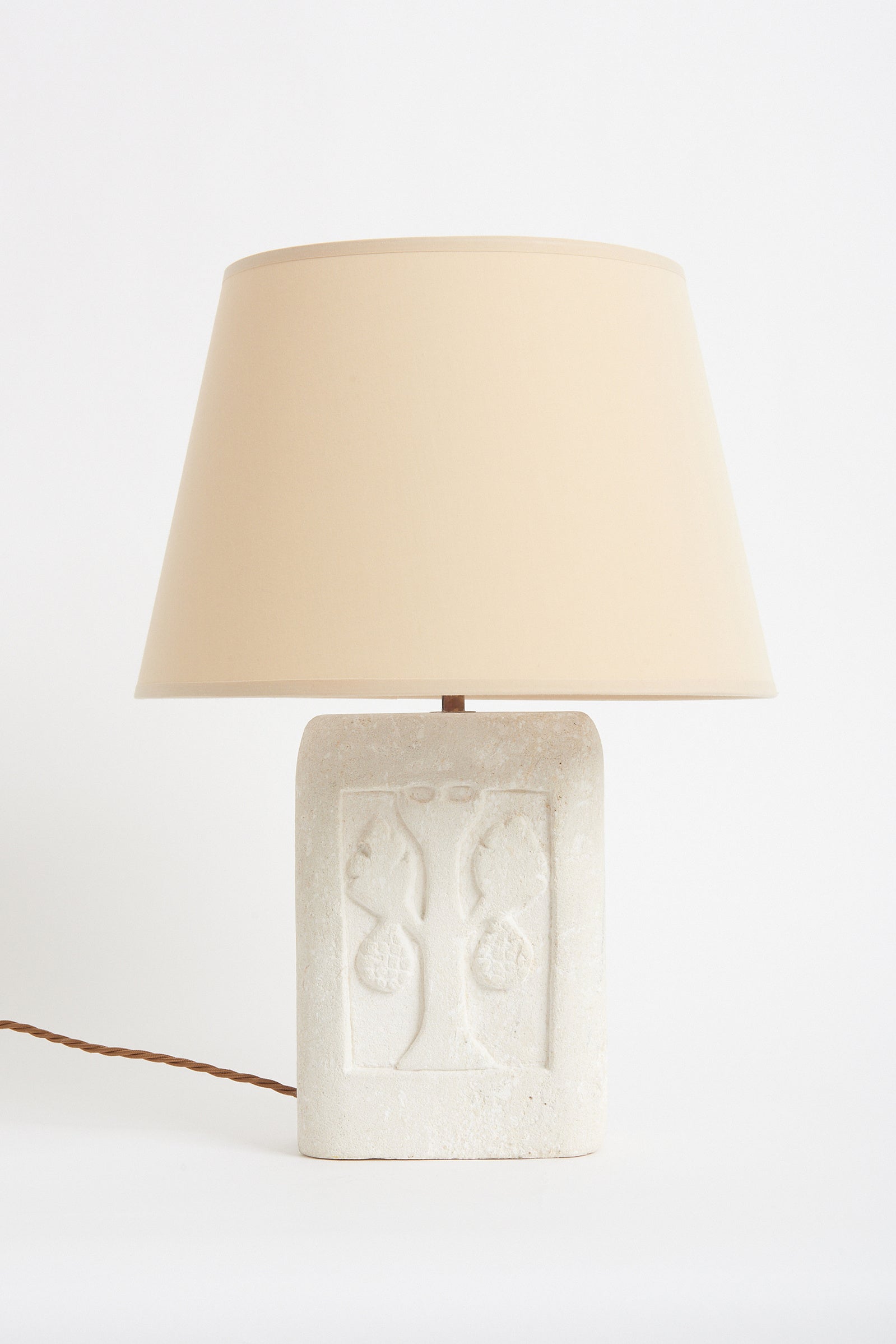 1960s Carved Stone Table Lamp