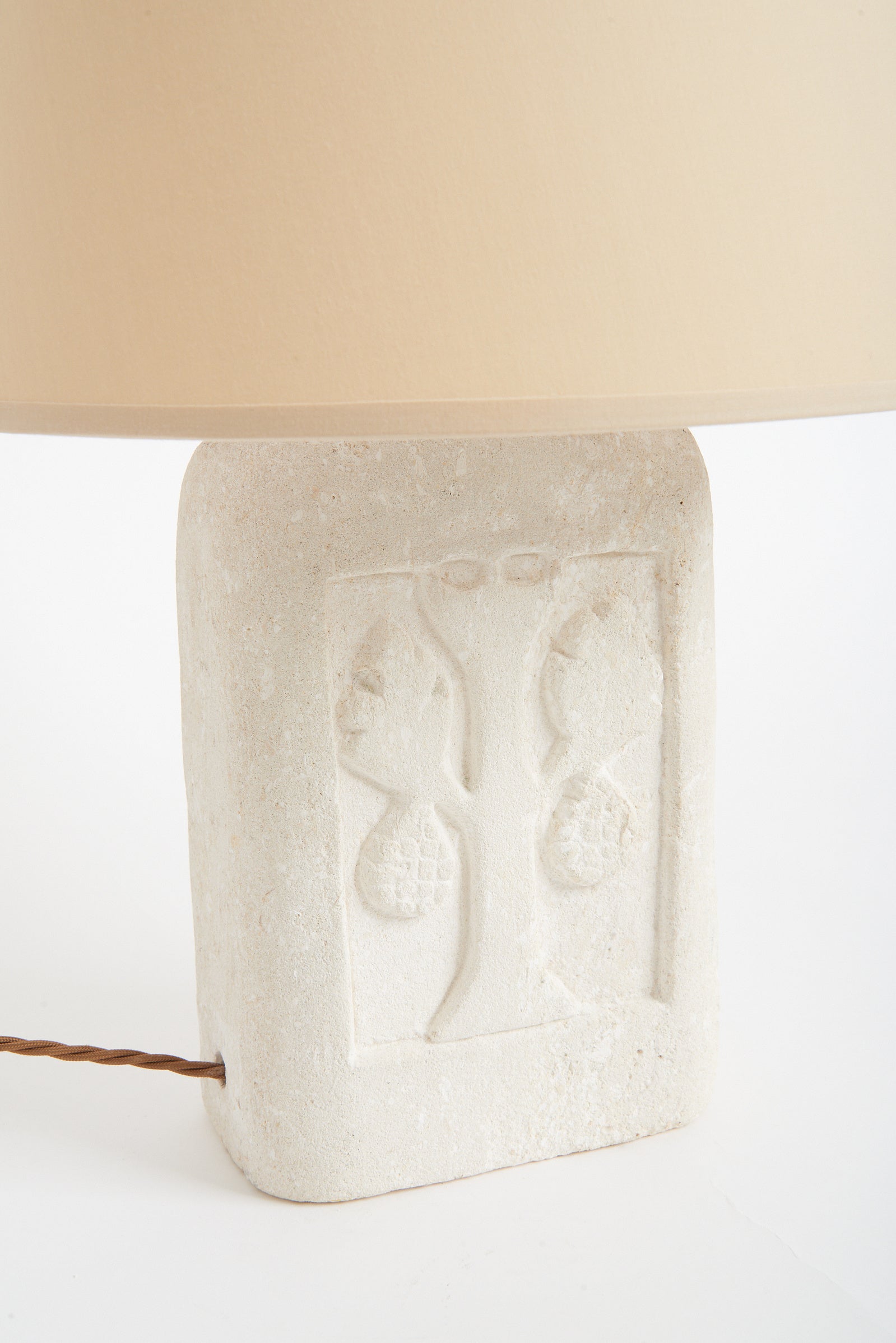 1960s Carved Stone Table Lamp