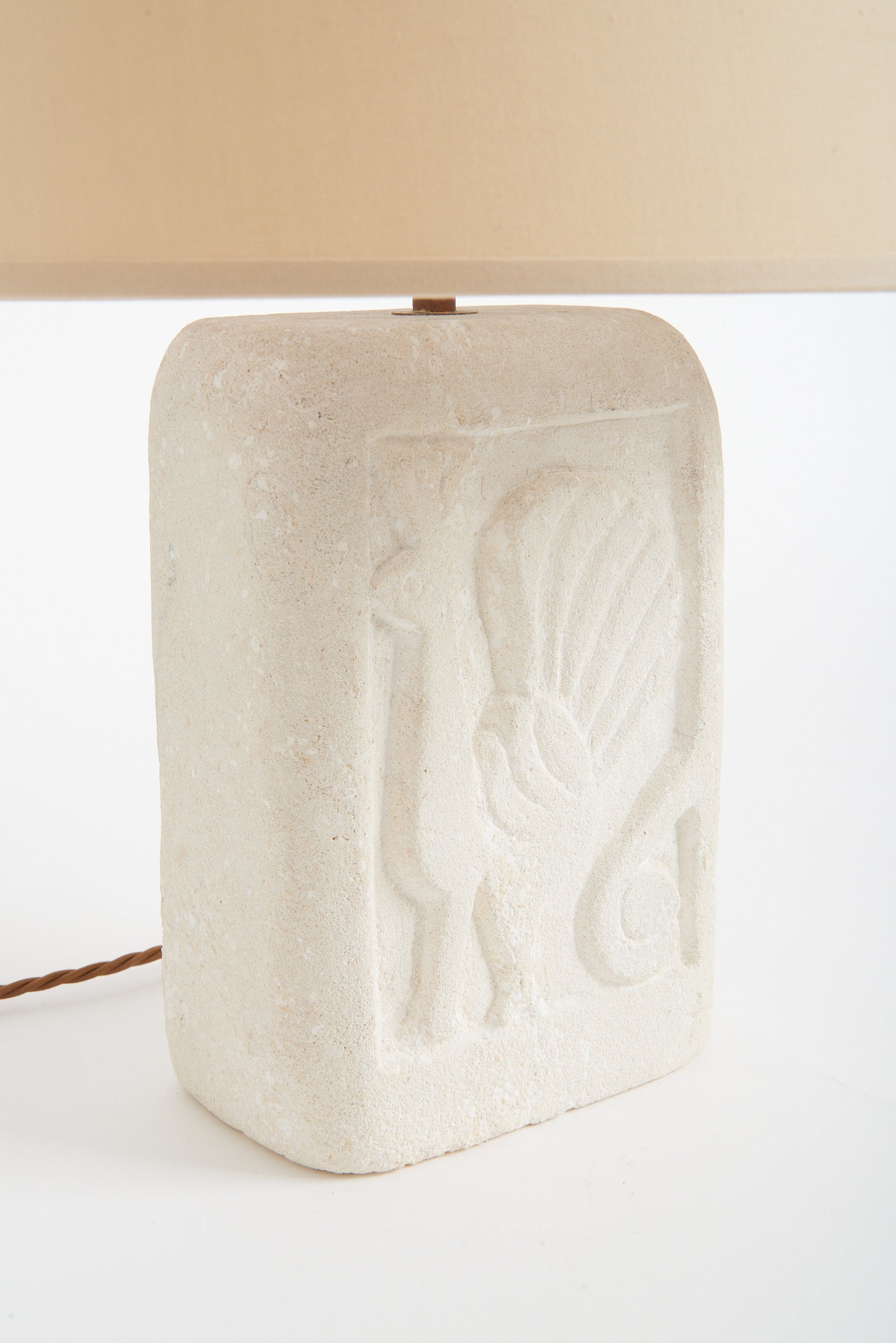 1960s Carved Stone Table Lamp