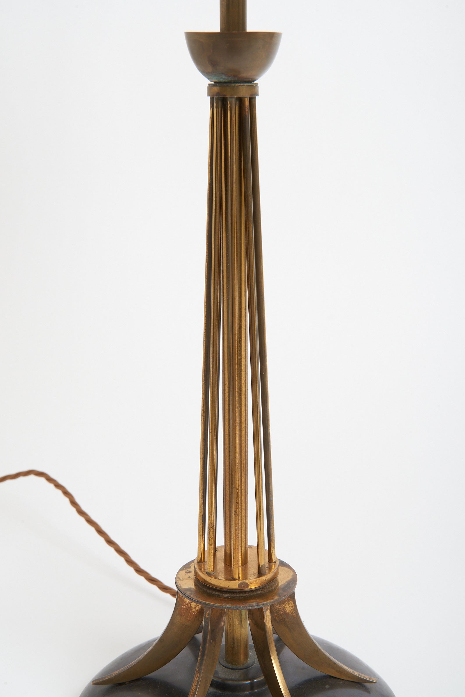 Brass and Gunmetal Table Lamp by Maison Lunel