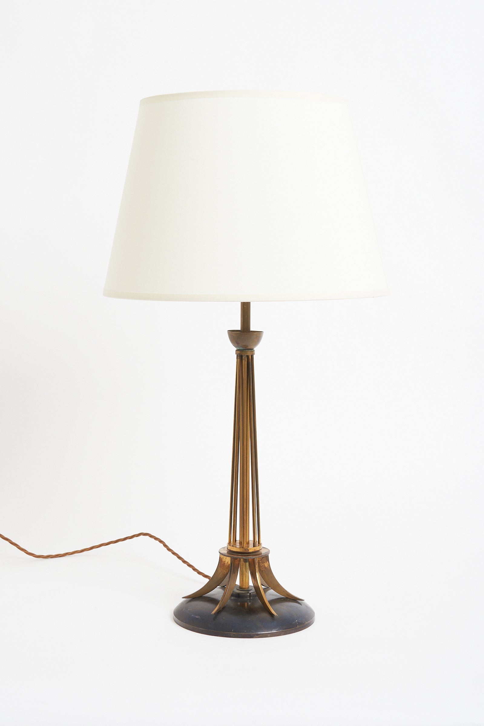 8297- Brass and Gunmetal Table Lamp by Maison Lunel