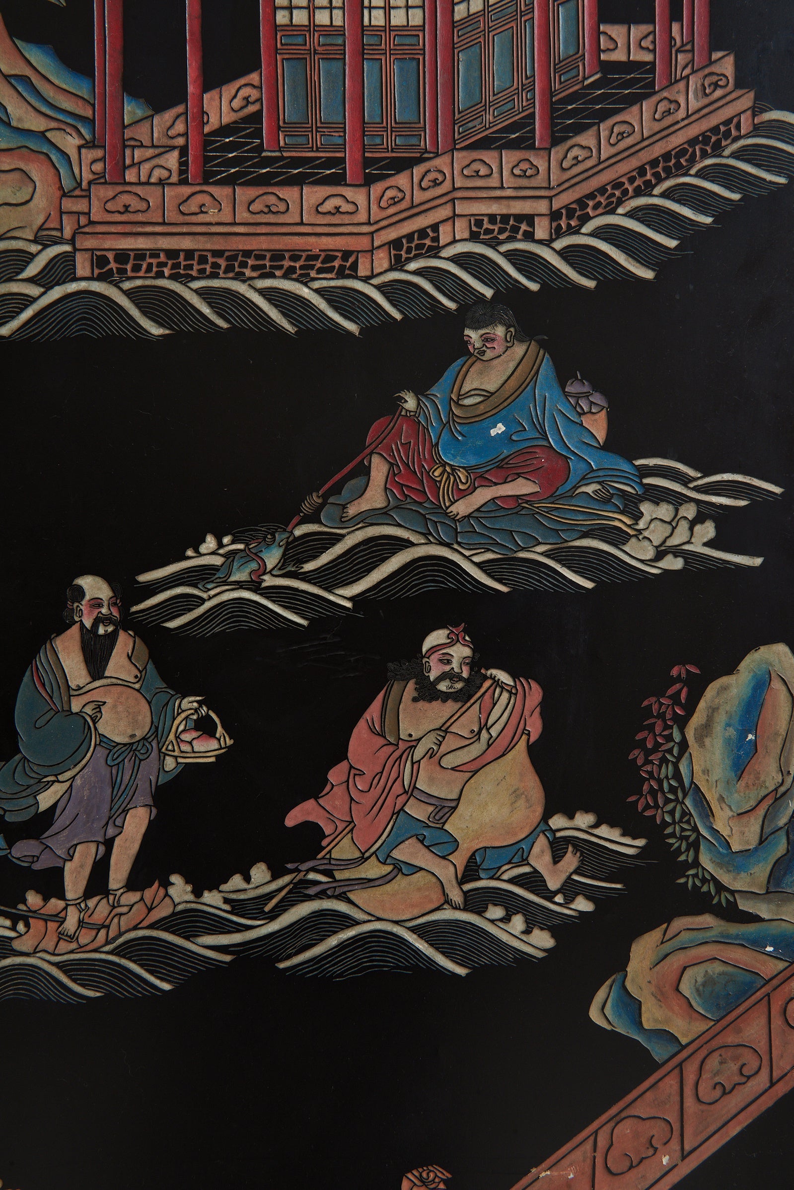 Mid 20th Century Lacquer 8 Leaf Screen