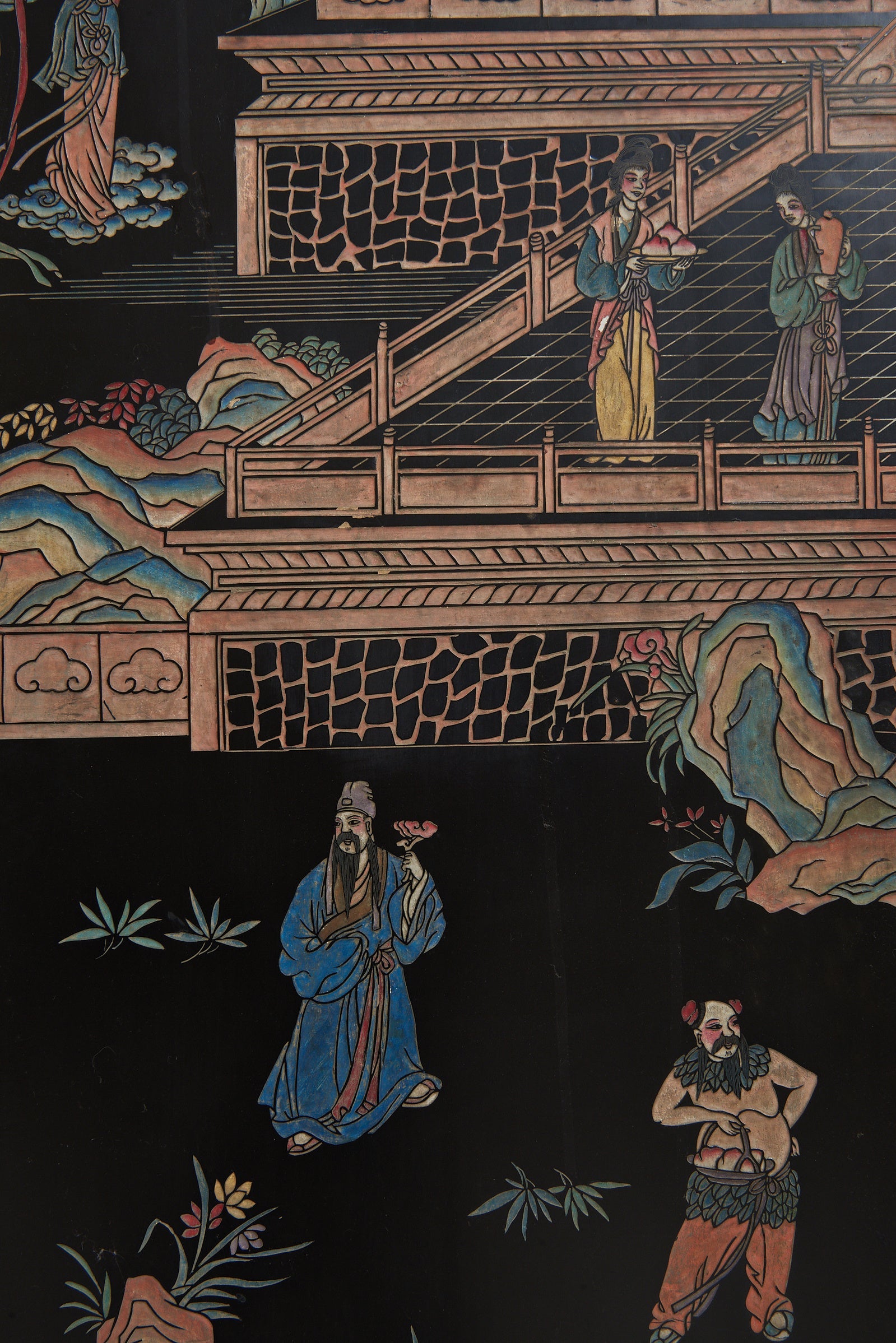 Mid 20th Century Lacquer 8 Leaf Screen