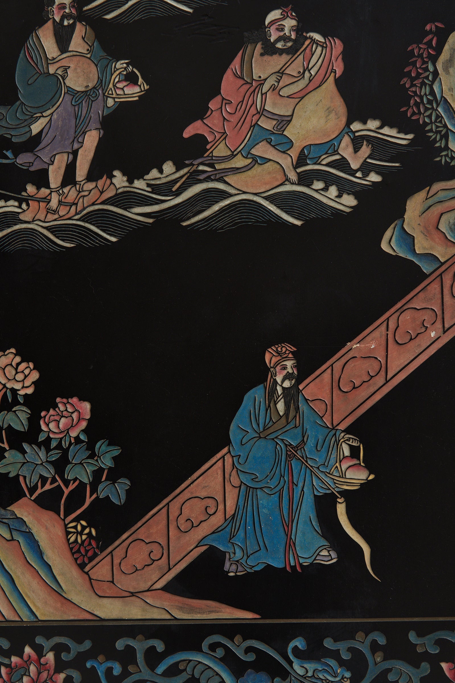 Mid 20th Century Lacquer 8 Leaf Screen